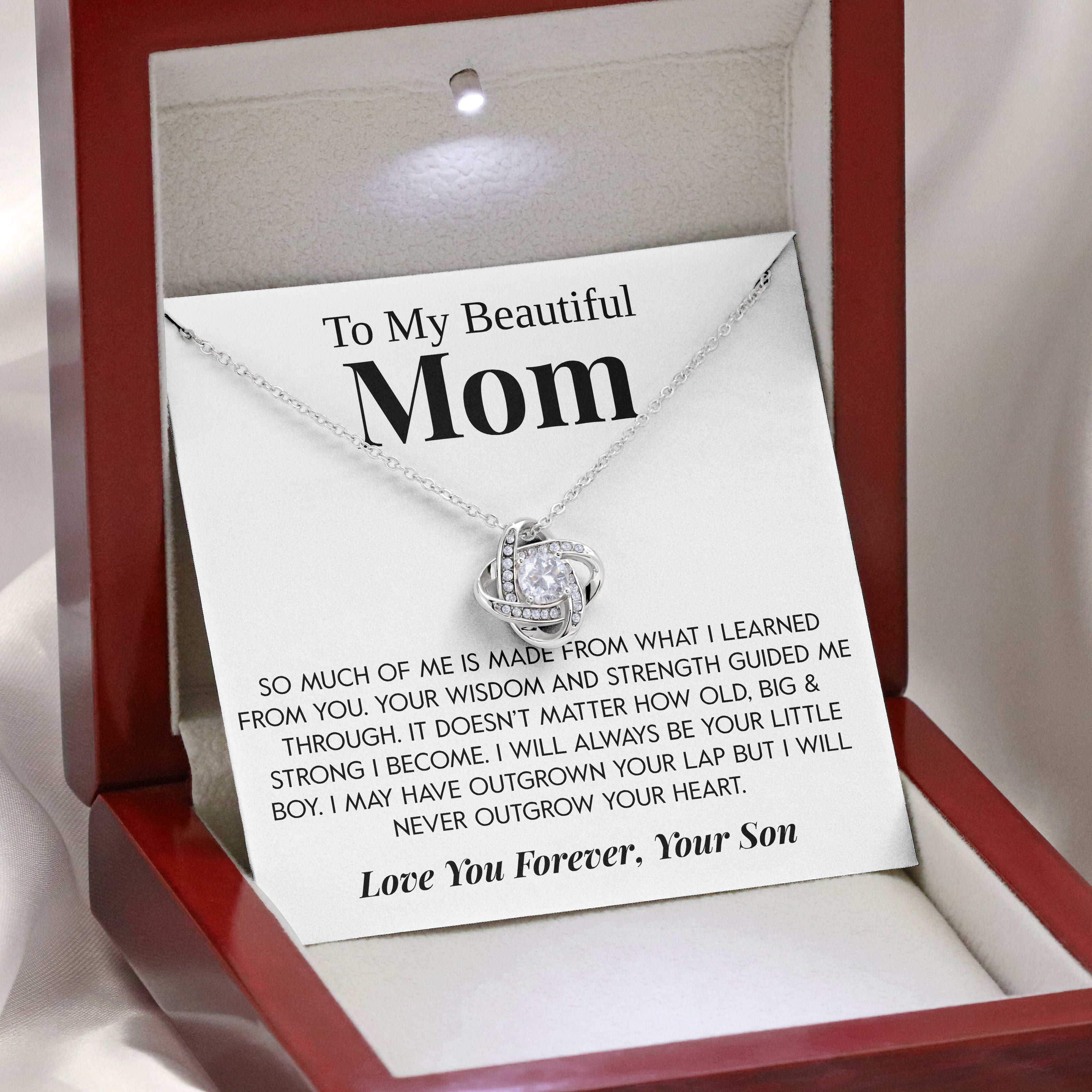 To My Beautiful Mom | "Your Little Boy" | Love Knot Necklace