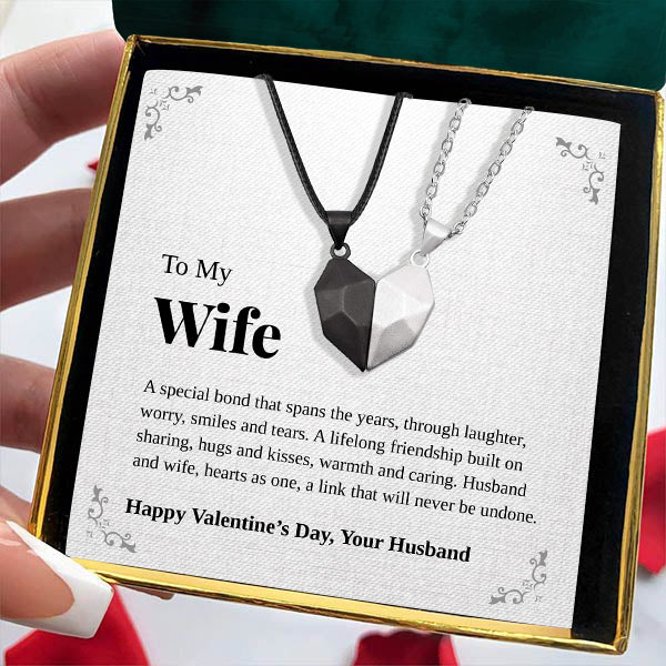To My Wife | "Special Bond" | His-and-Hers Magnetic Hearts Necklaces