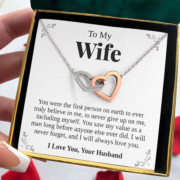 To My Wife | “The First Person” | Interlocking Hearts Necklace