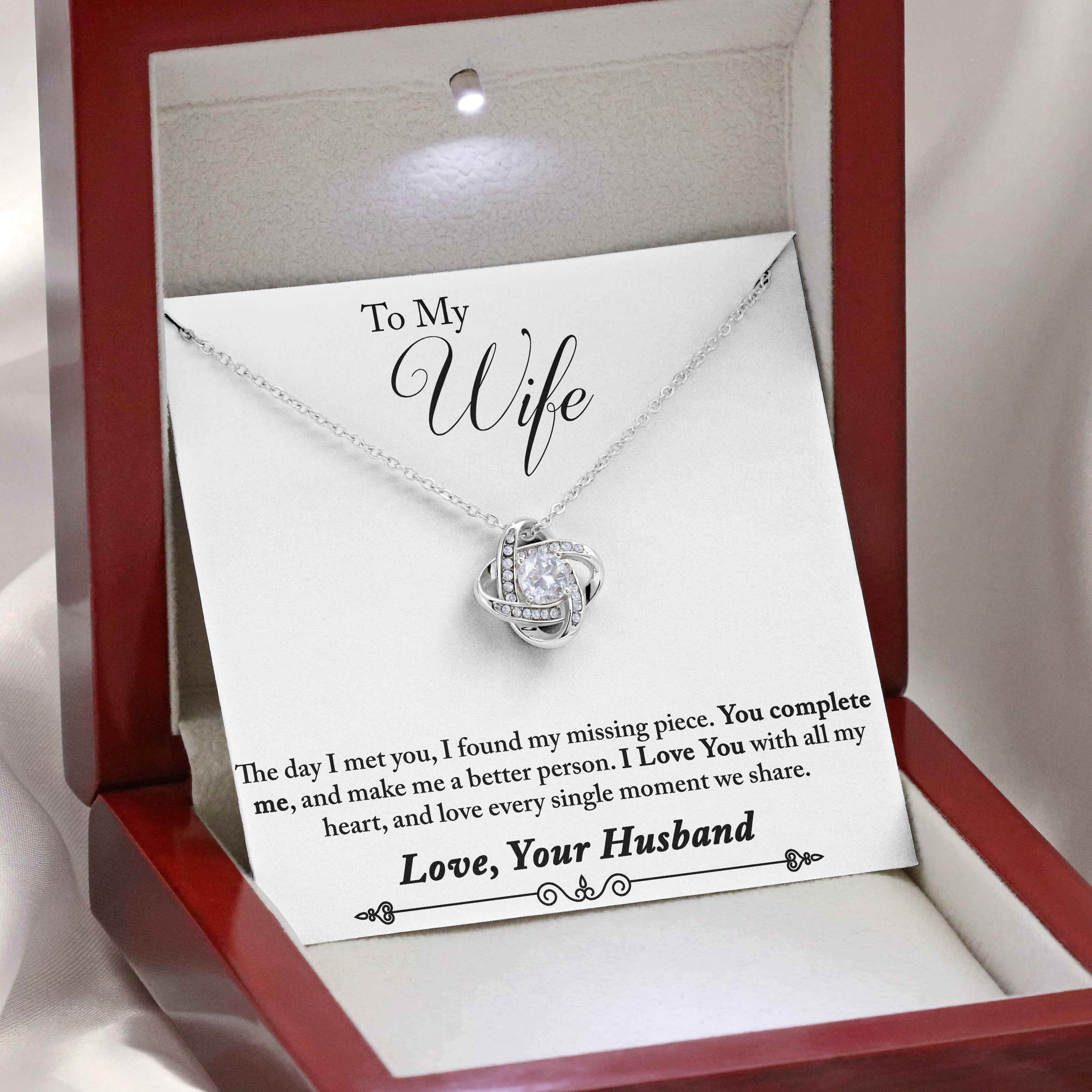 To My Wife | "Always in my Heart" | Love Knot Necklace