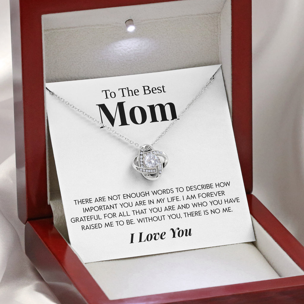 Load image into Gallery viewer, To The Best Mom | &quot;Not Enough Words&quot; | Love Knot Necklace
