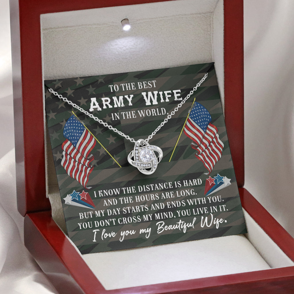 Load image into Gallery viewer, To The Best Army Wife | &quot;You Live in my Mind&quot; | Love Knot Necklace
