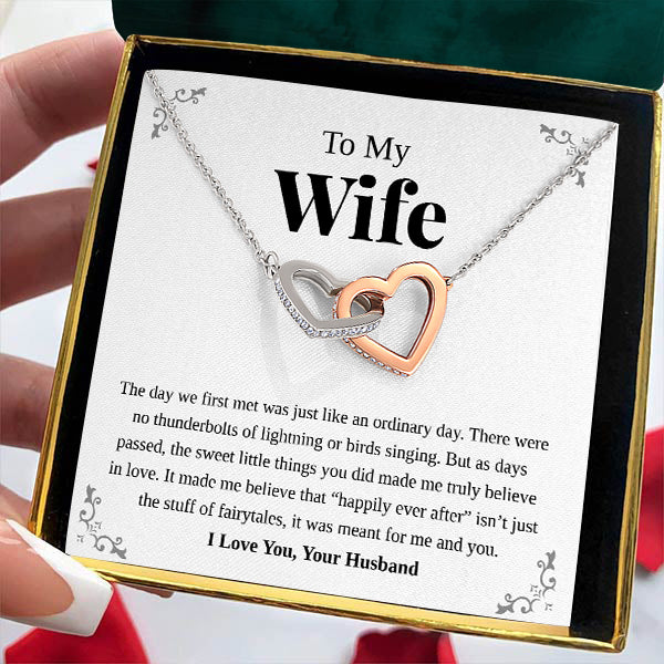 Load image into Gallery viewer, To My Wife | &quot;Stuff of Fairytales&quot; | Interlocking Hearts Necklace
