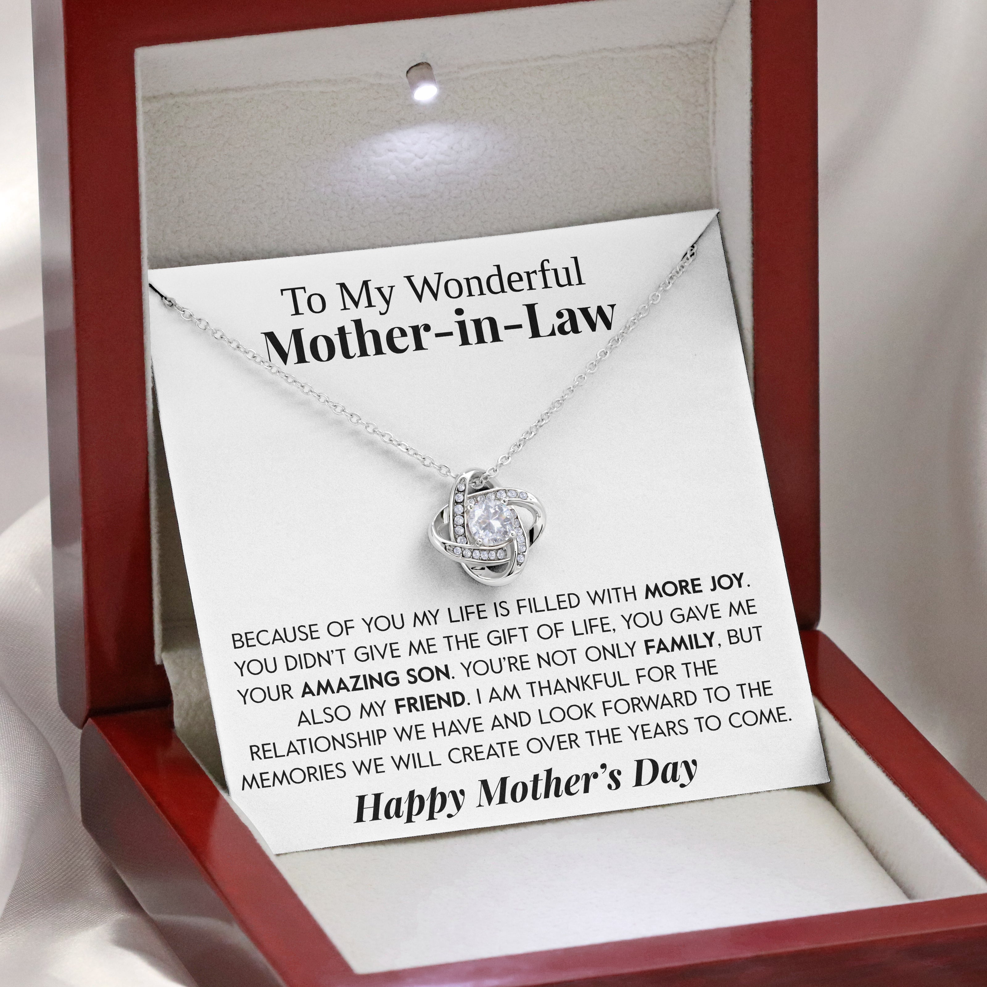 To My Wonderful Mother in Law | "My Friend" | Love Knot Necklace