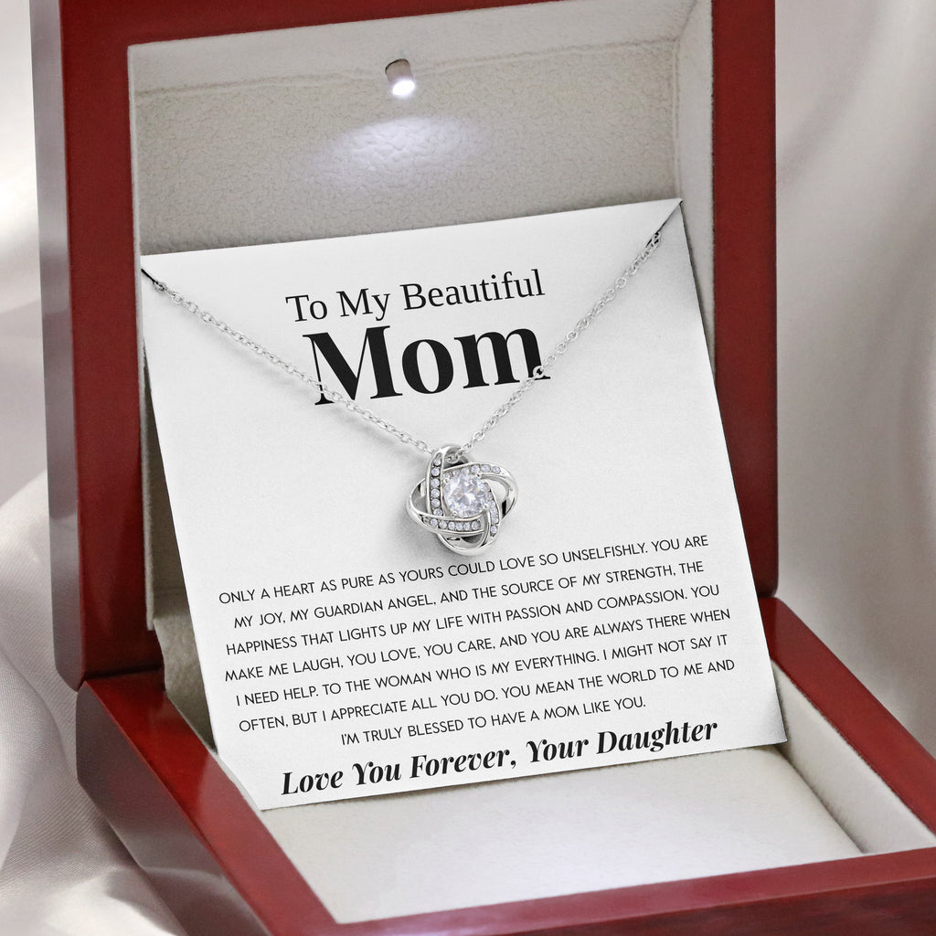 Load image into Gallery viewer, To My Beautiful Mom | &quot;Pure Heart&quot; | Love Knot Necklace
