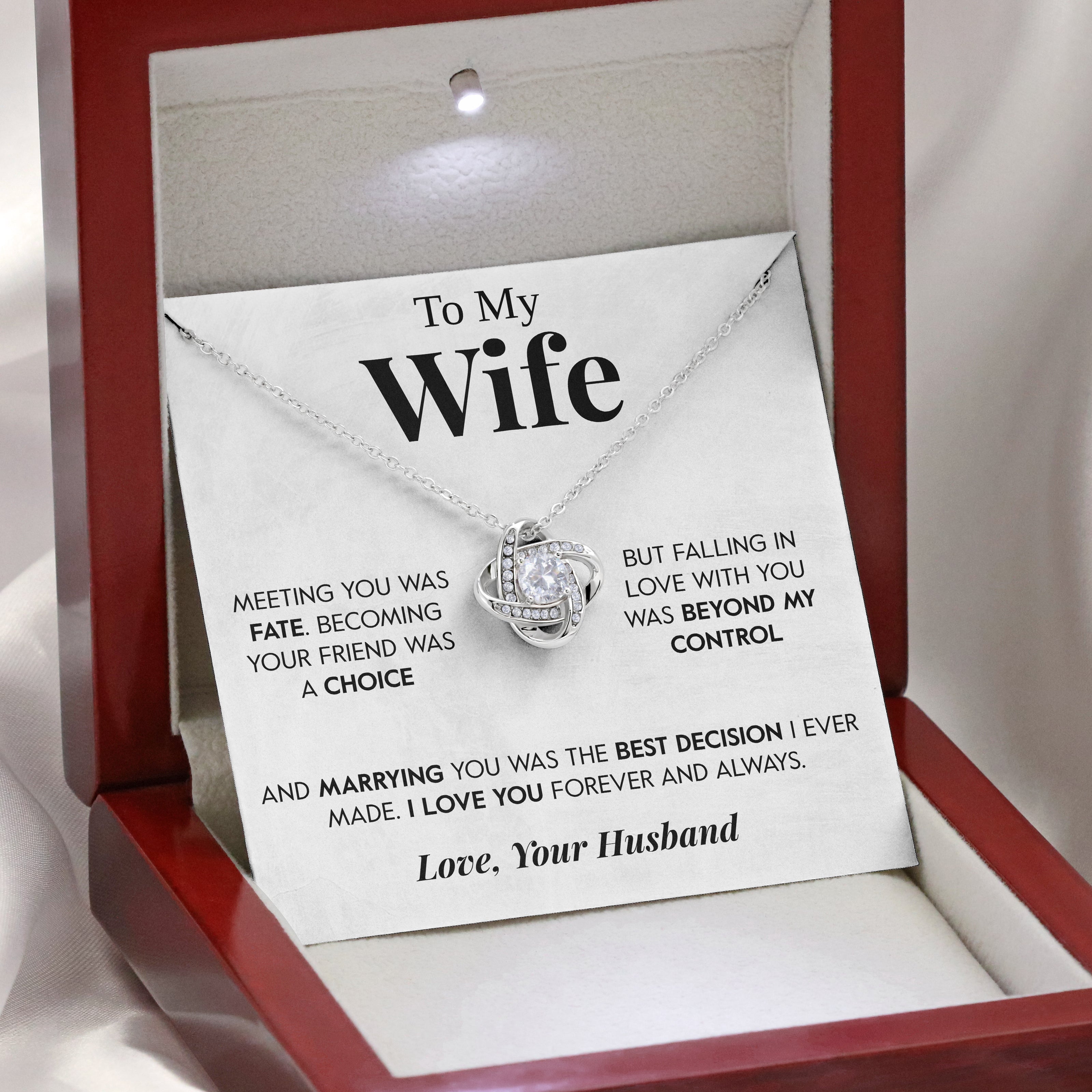 To My Wife | "The Best Decision" | Love Knot Necklace
