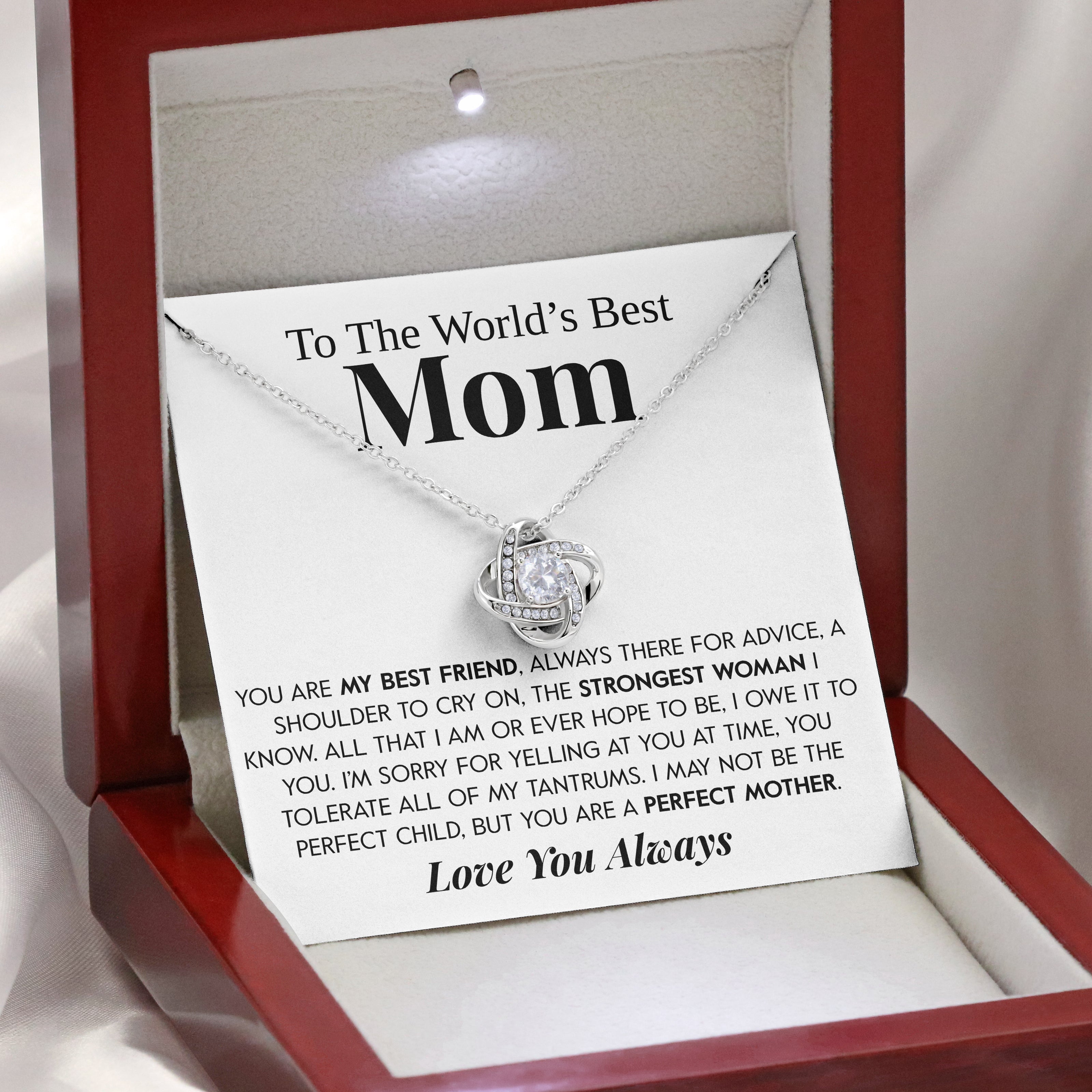 To The World's Best Mom | "My Best Friend" | Love Knot Necklace