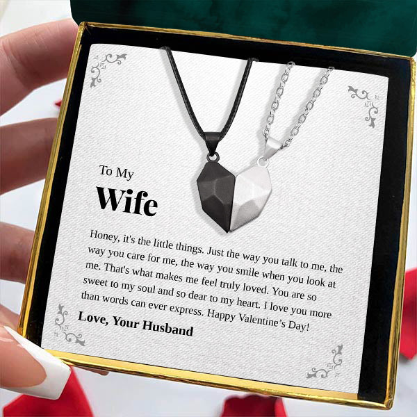 Load image into Gallery viewer, To My Wife | &quot;The Little Things&quot; | His-and-Hers Magnetic Hearts Necklaces
