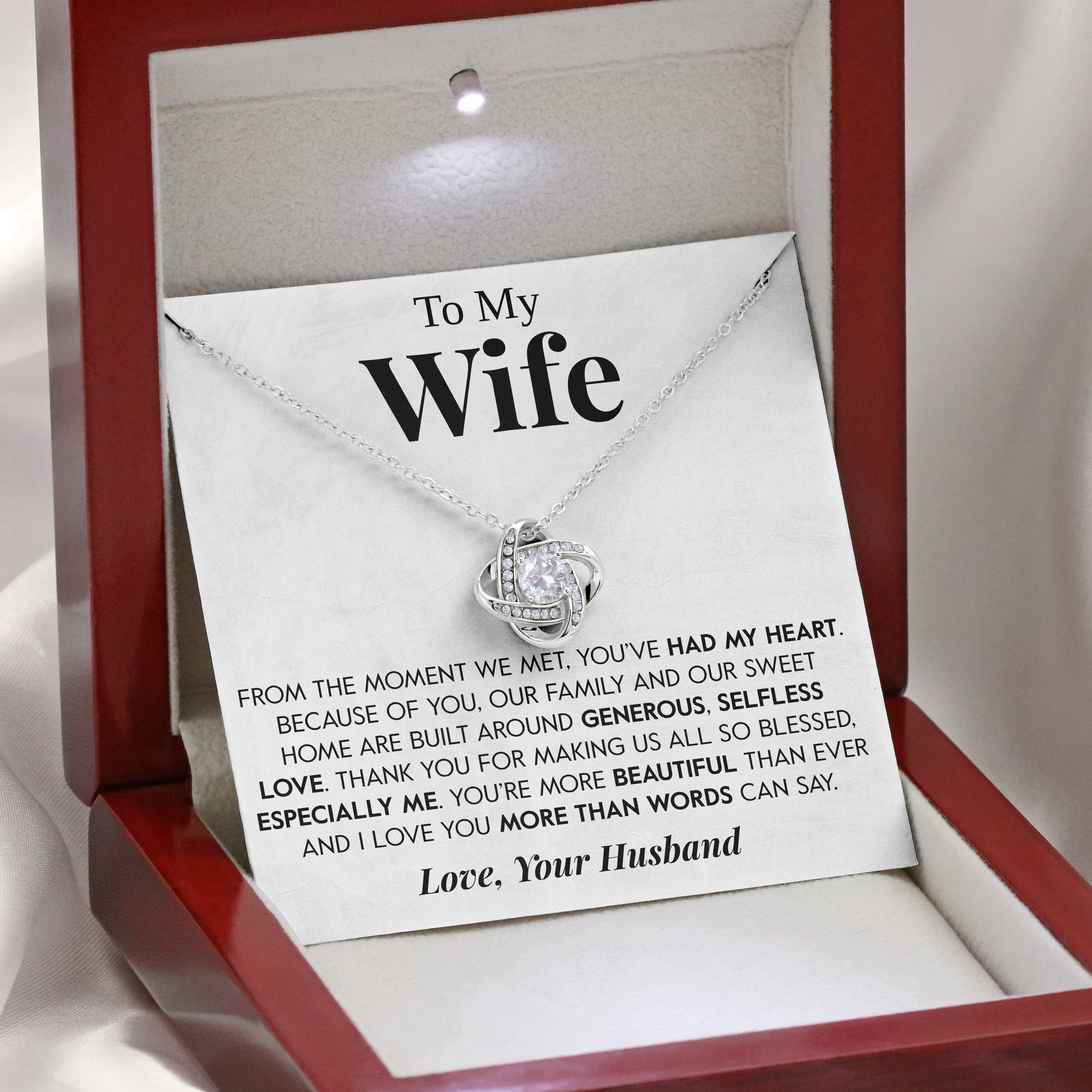 To My Wife | "More Than Words" | Love Knot Necklace
