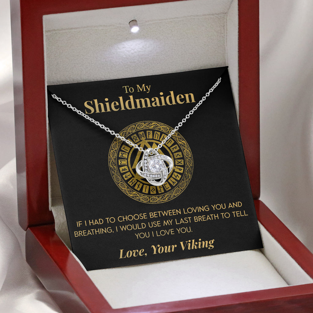 Load image into Gallery viewer, To My Shieldmaiden | &quot;My Last Breath&quot; | Love Knot Necklace
