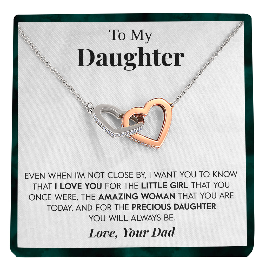Load image into Gallery viewer, To My Daughter | &quot;Precious Daughter&quot; | Interlocking Hearts Necklace
