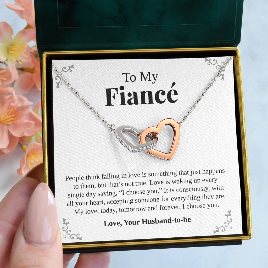 Load image into Gallery viewer, To My Fiance | “I Choose You&quot; | Interlocking Hearts Necklace
