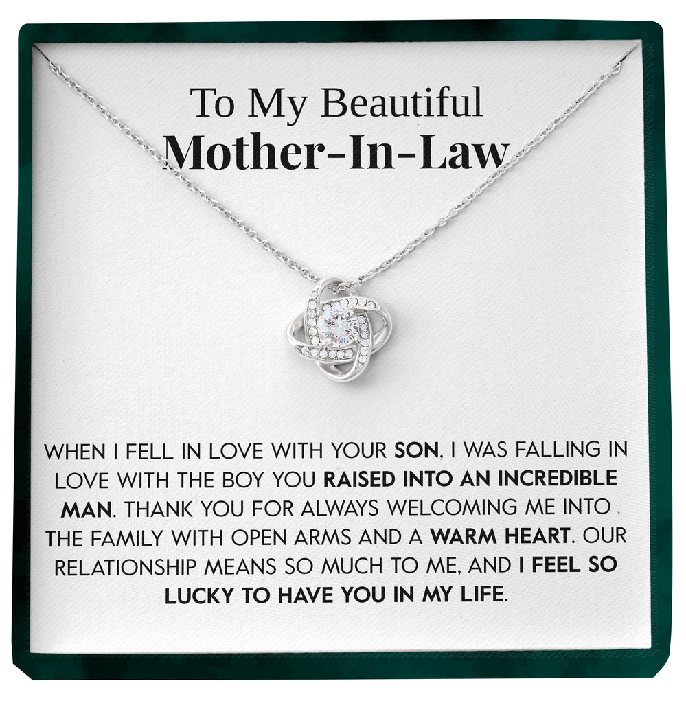 Load image into Gallery viewer, To My Beautiful Mother-in-Law | &quot;Thank You&quot; | Love Knot Necklace
