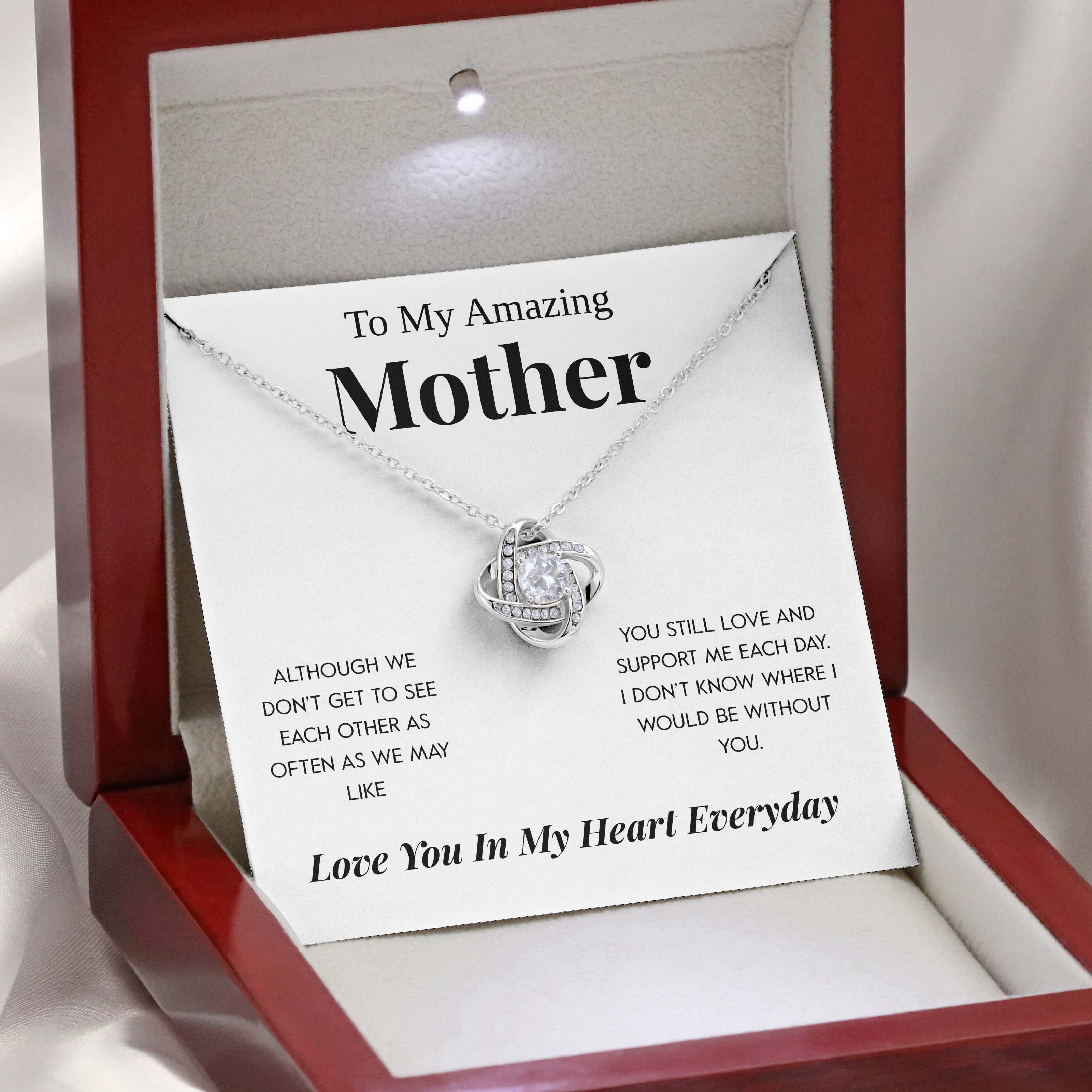 To My Amazing Mother | "In My Heart" | Love Knot Necklace