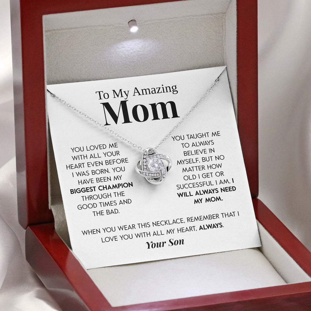 Load image into Gallery viewer, To My Amazing Mom | &quot;My Biggest Champion&quot; | Love Knot Necklace
