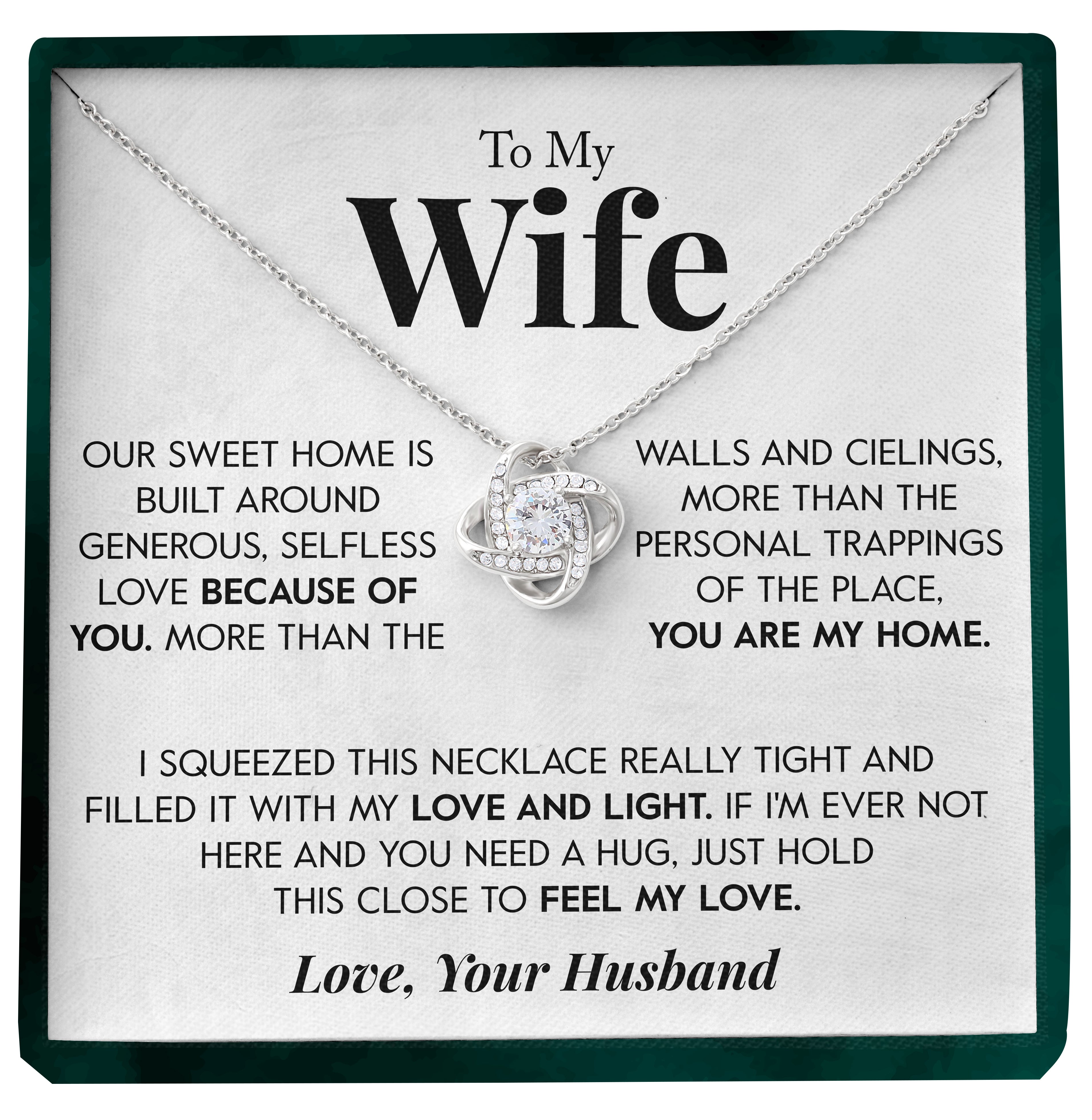 To My Wife | "Because of You" | Love Knot Necklace
