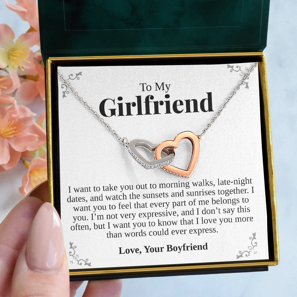 To My Girlfriend | "More Than Words” | Interlocking Hearts Necklace