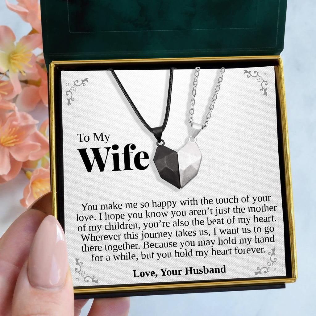 Load image into Gallery viewer, To My Wife | &quot;Touch of Your Love&quot; | His-and-Hers Magnetic Hearts Necklaces
