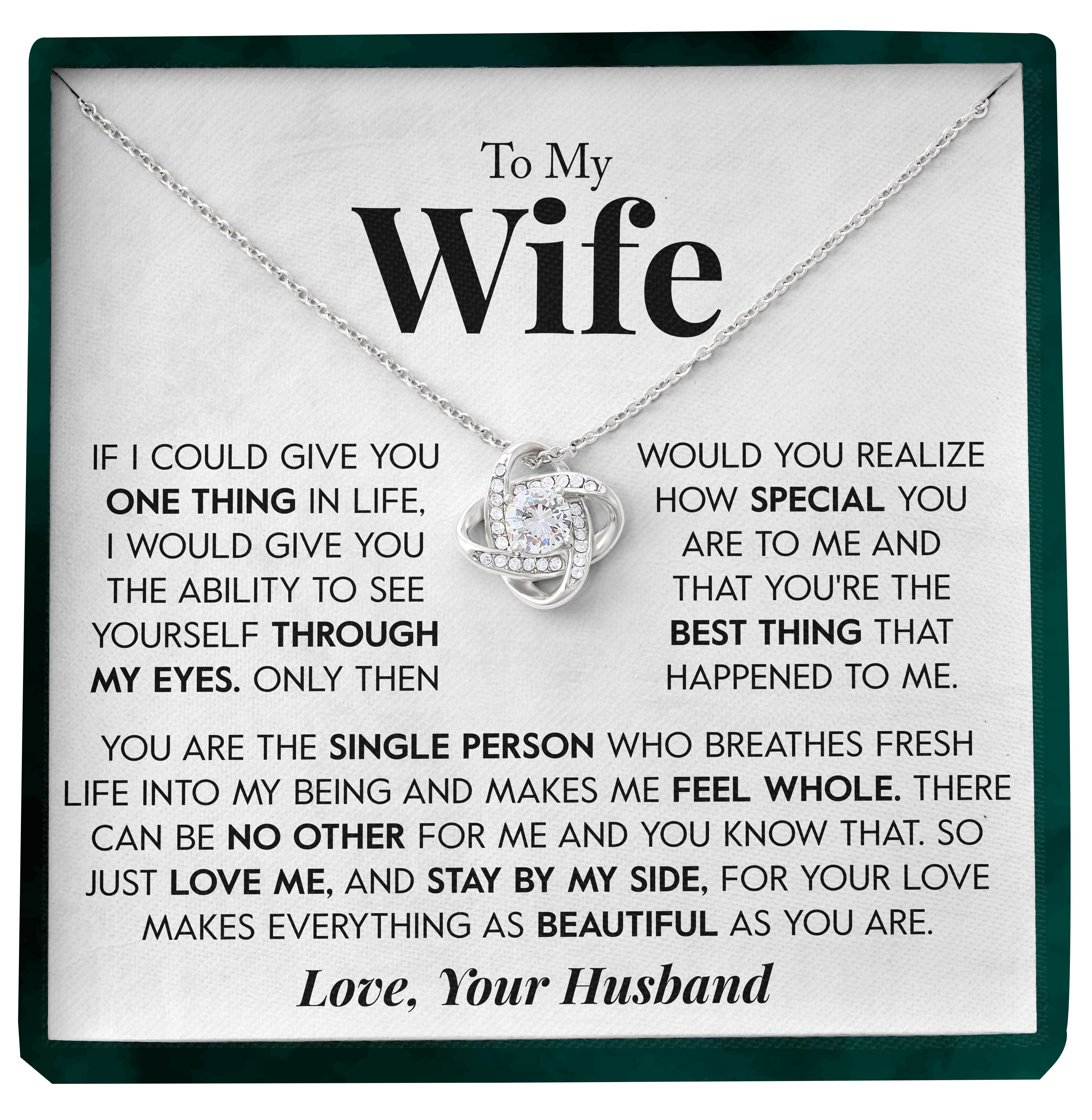 To My Wife | "Stay by my Side" | Love Knot Necklace