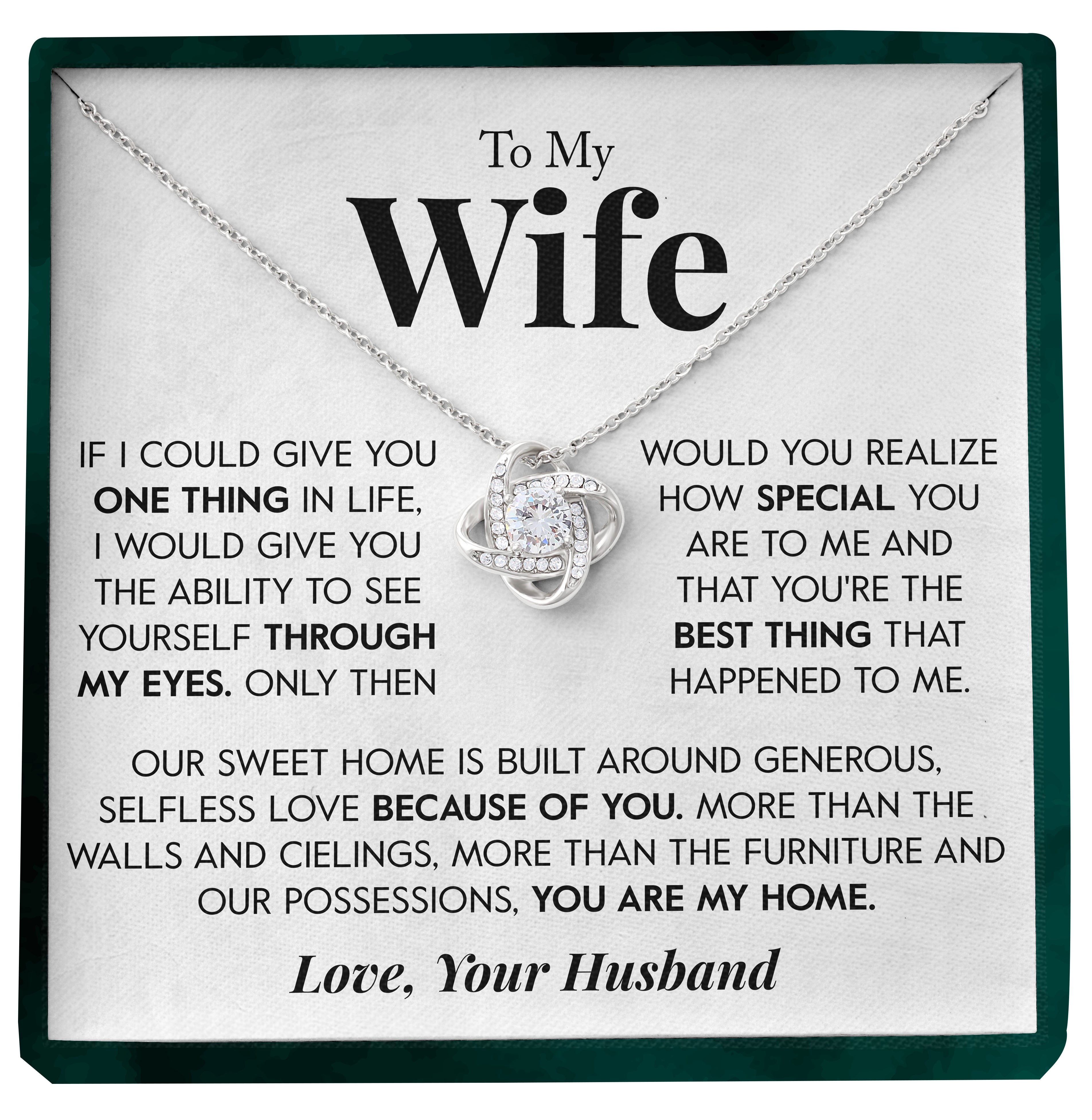 To My Wife | "Our Sweet Home" | Love Knot Necklace