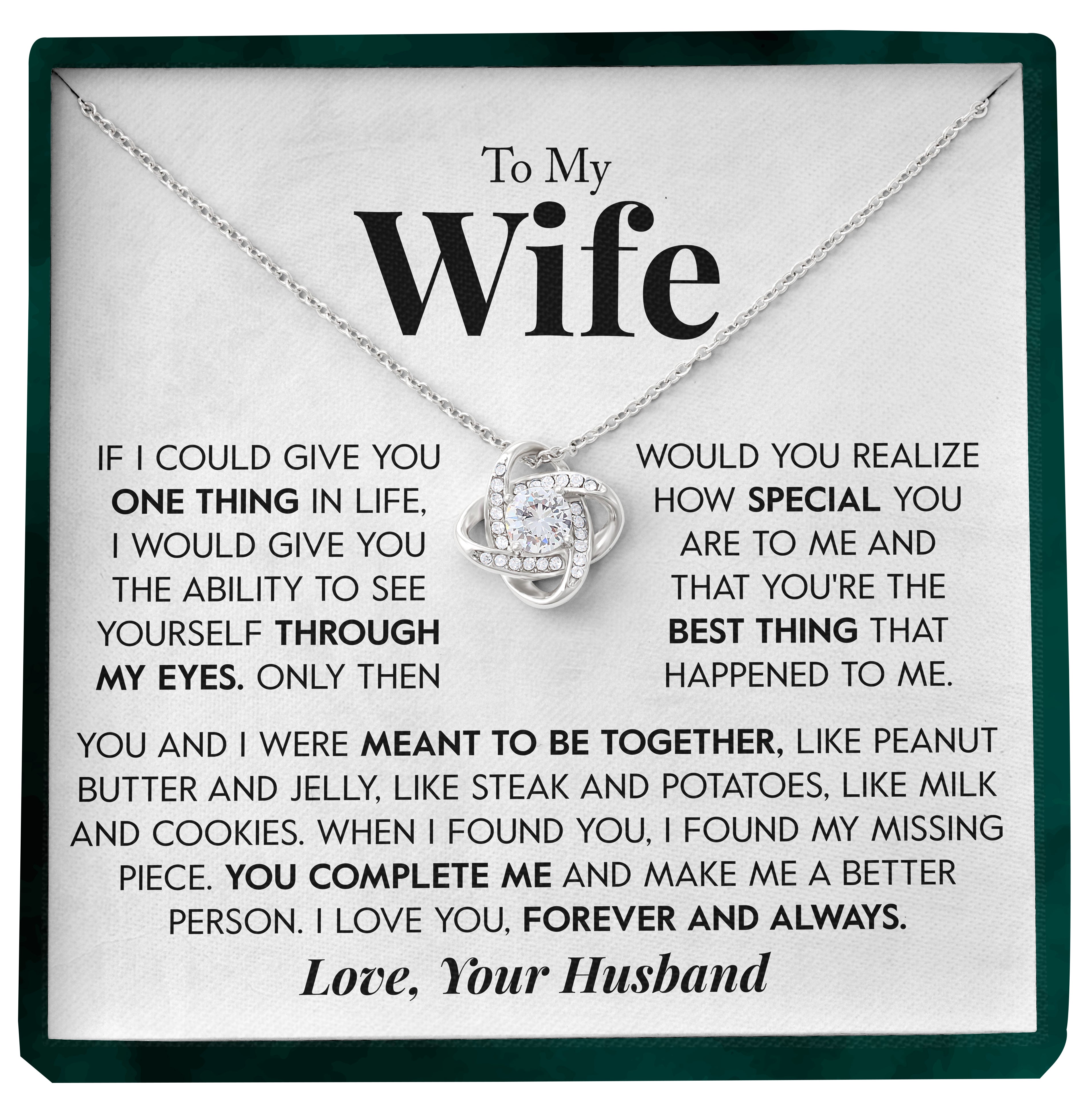 To My Wife | "Forever and Always" | Love Knot Necklace