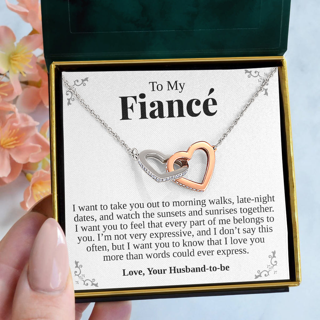 Load image into Gallery viewer, To My Fiance | “More Than Words” | Interlocking Hearts Necklace
