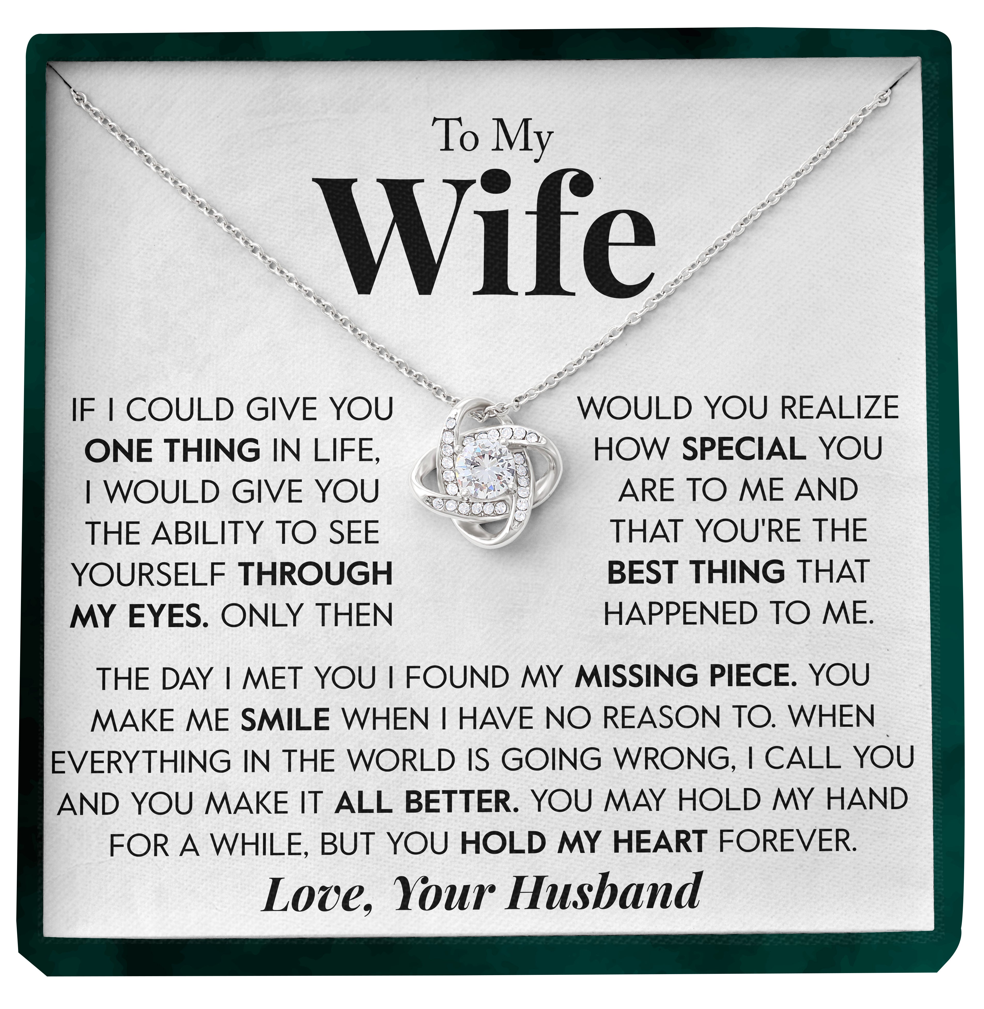 To My Wife | "Hold my Heart" | Love Knot Necklace