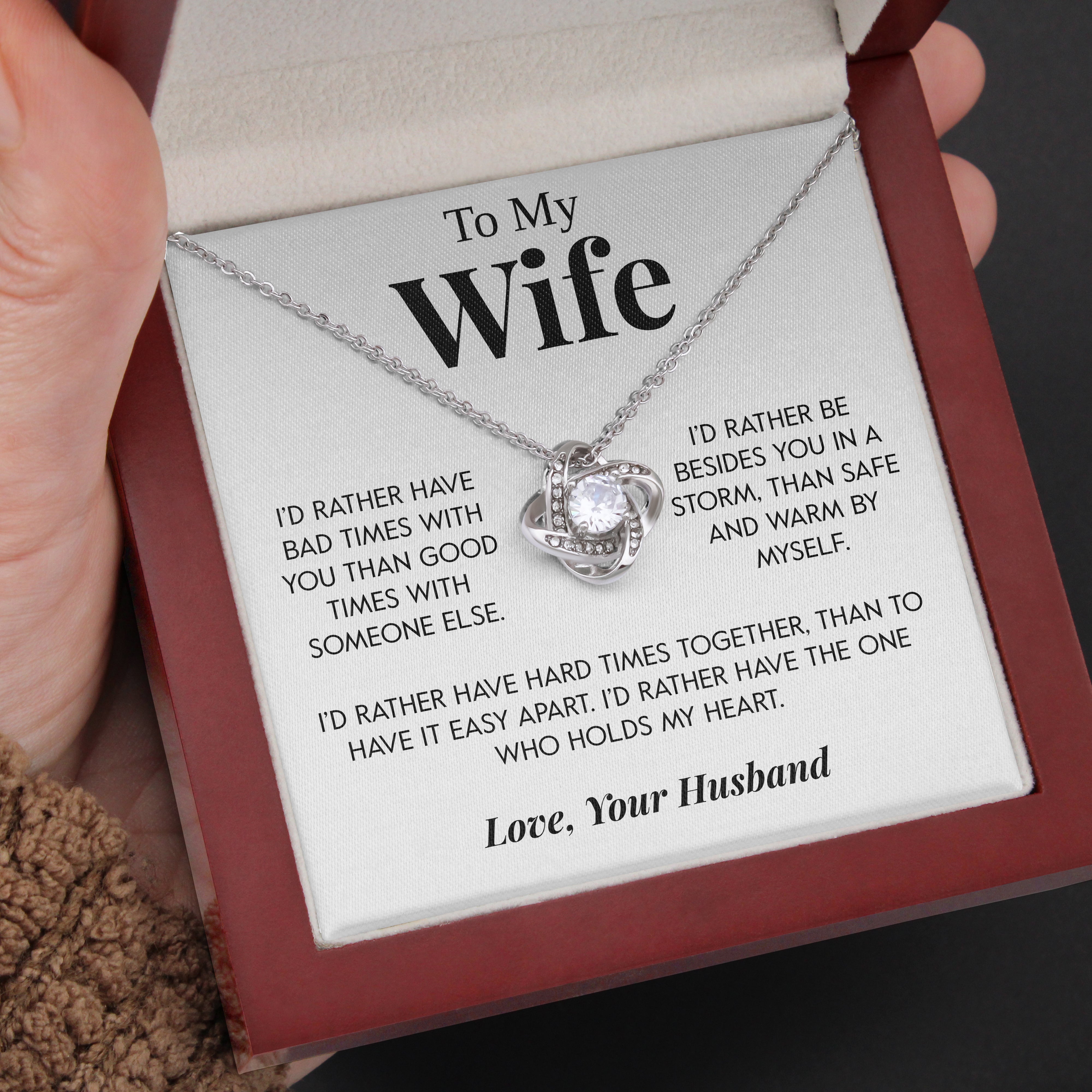 To My Wife | "One Who Holds My Heart" | Love Knot Necklace