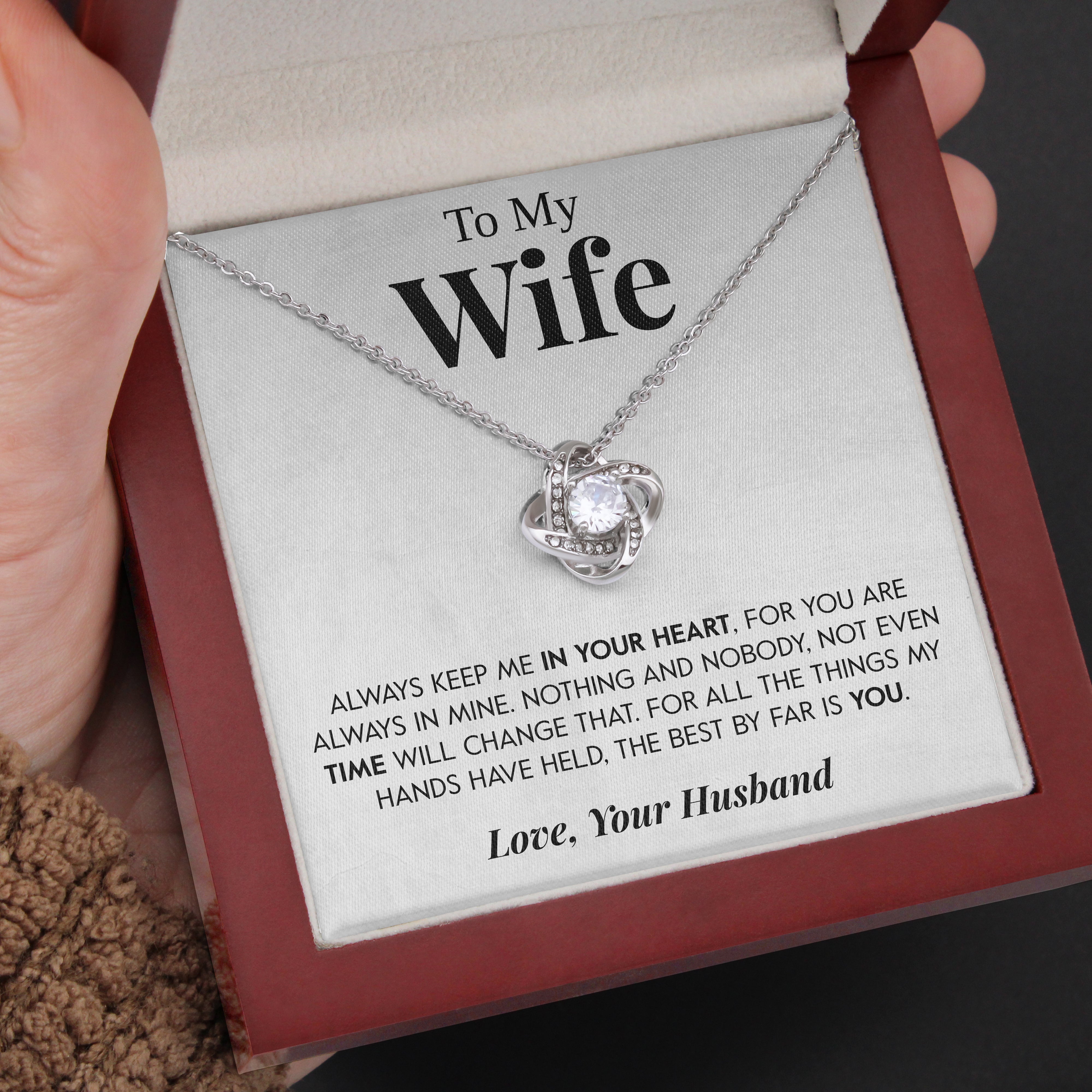To My Wife | "In Your Heart" | Love Knot Necklace