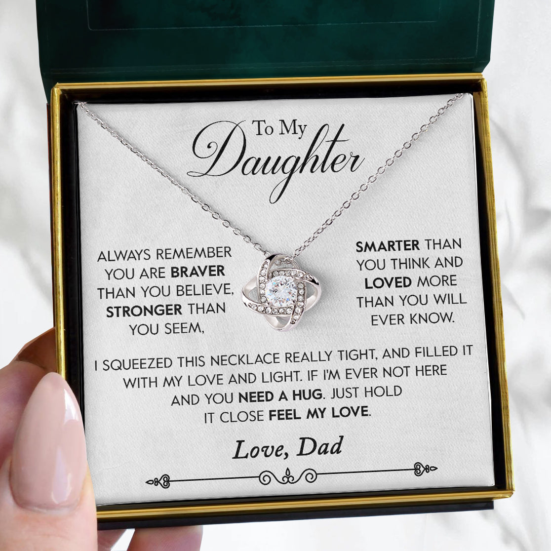 To My Daughter | "Feel My Love" | Love Knot Necklace