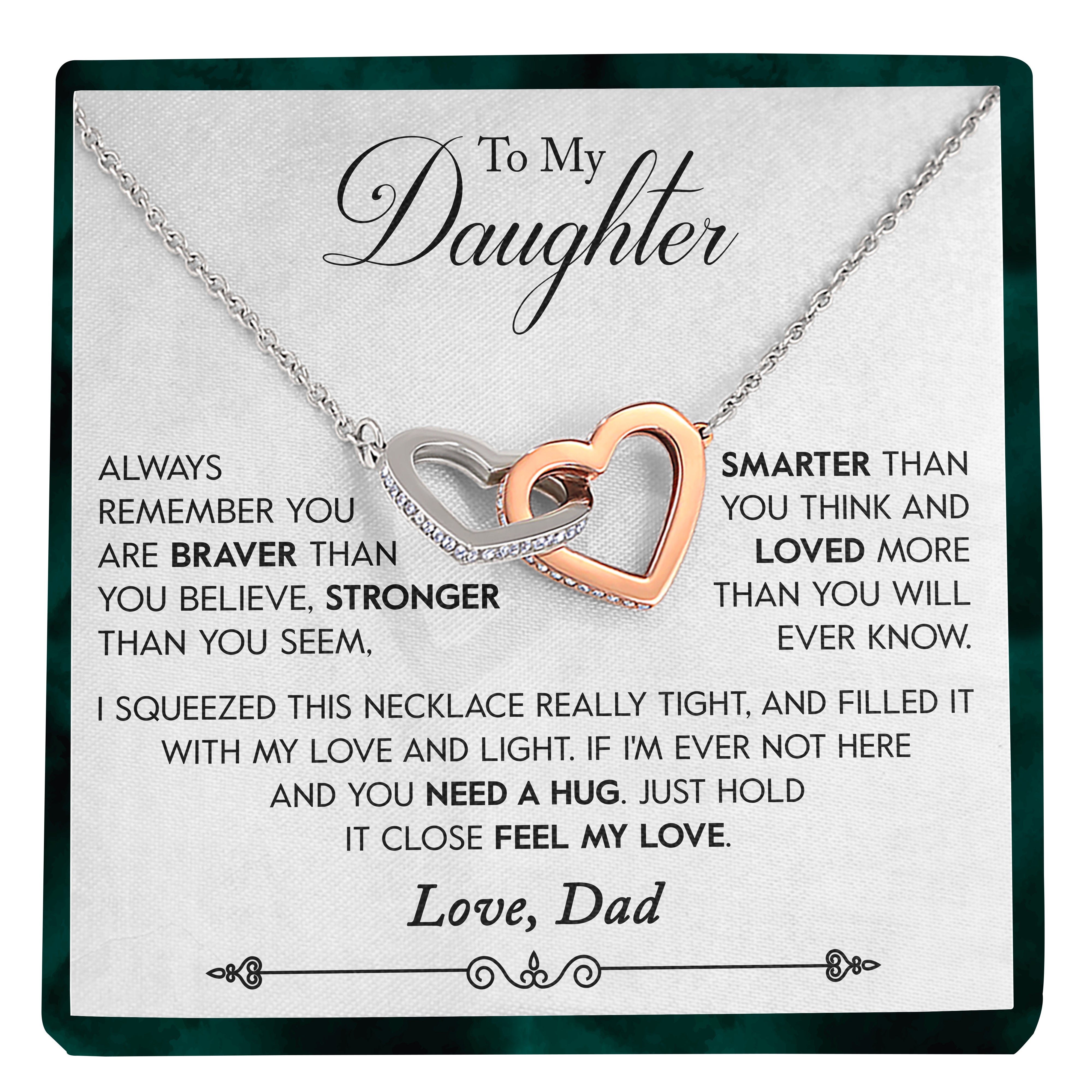 To My Daughter | "Feel My Love" | Interlocking Hearts Necklace