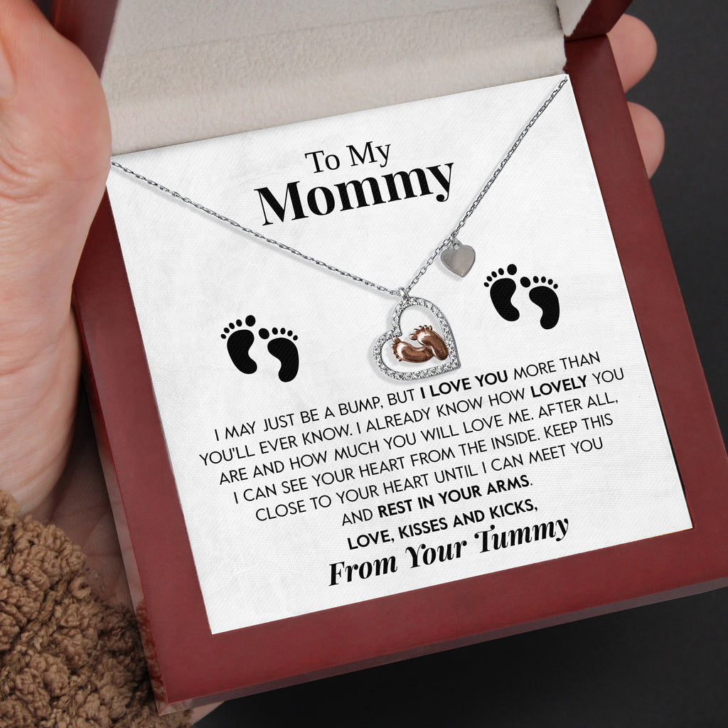 Load image into Gallery viewer, To My Mommy | &quot;Love Kisses and Kicks&quot; | Baby Feet Necklace
