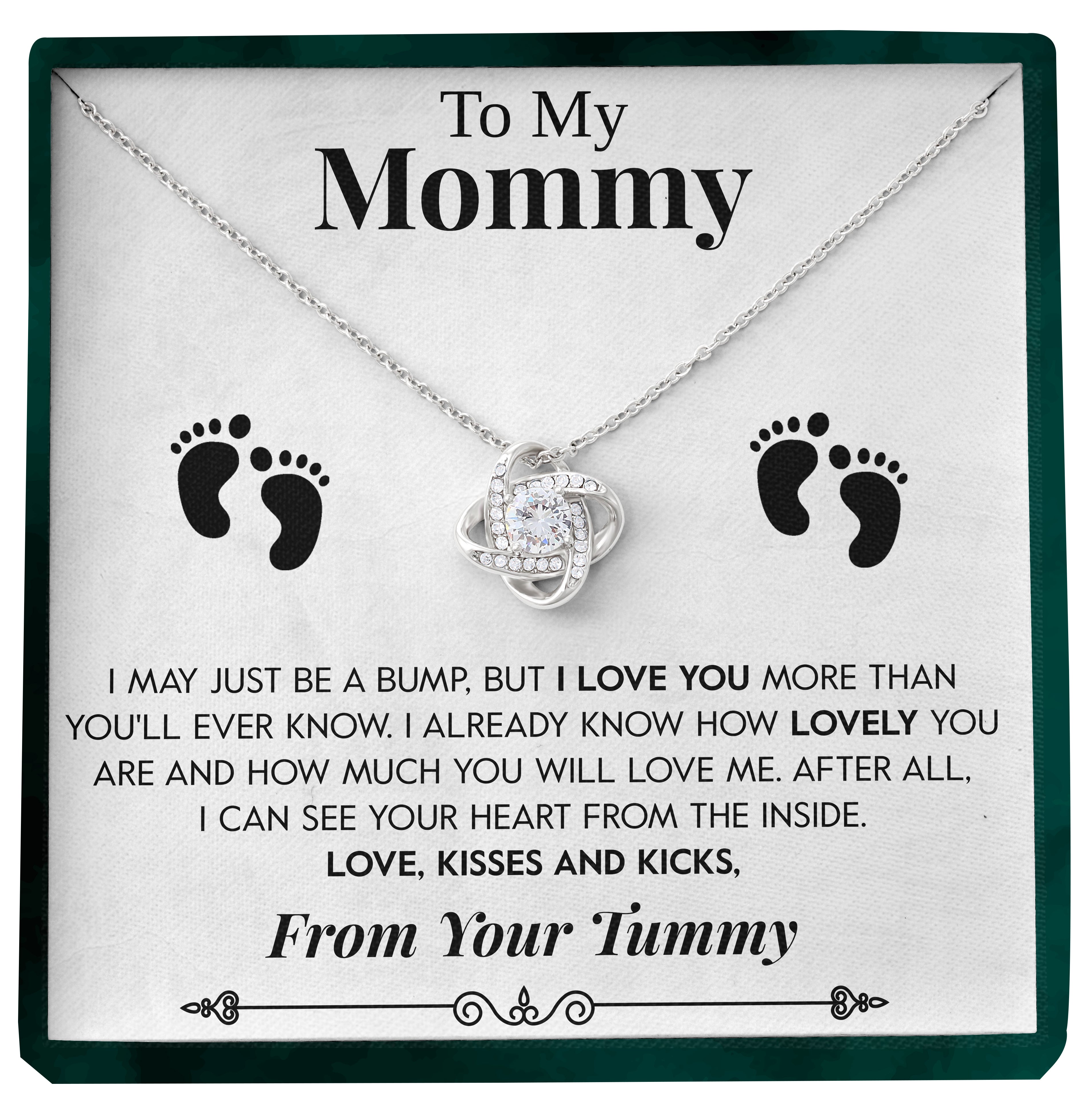 To My Mommy | "Love Kisses and Kicks" | Love Knot Necklace