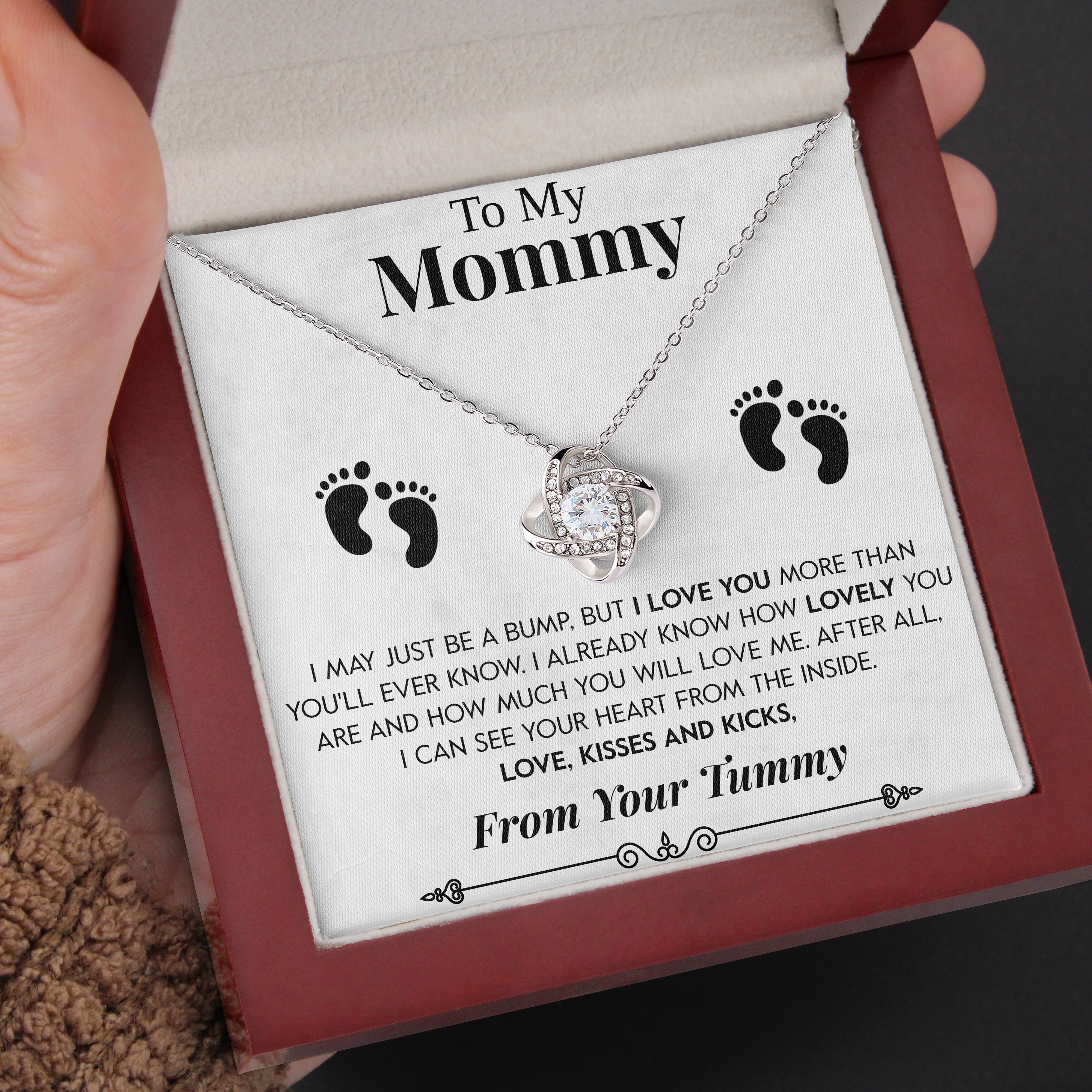 To My Mommy | "Love Kisses and Kicks" | Love Knot Necklace