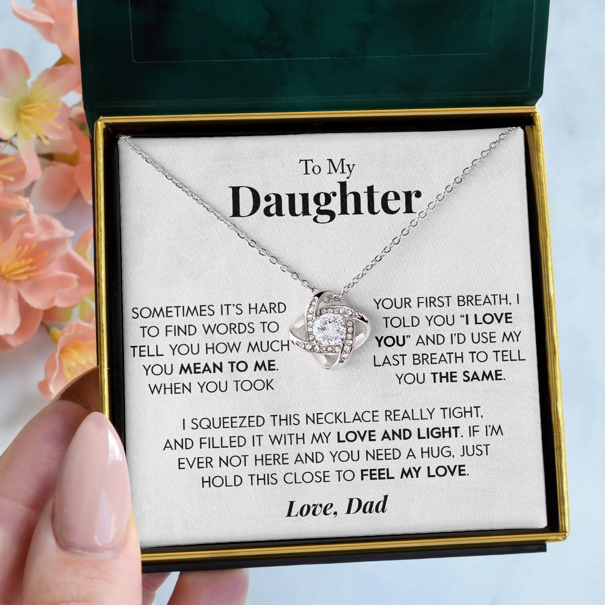 To My Daughter | "Your First Breath" | Love Knot Necklace