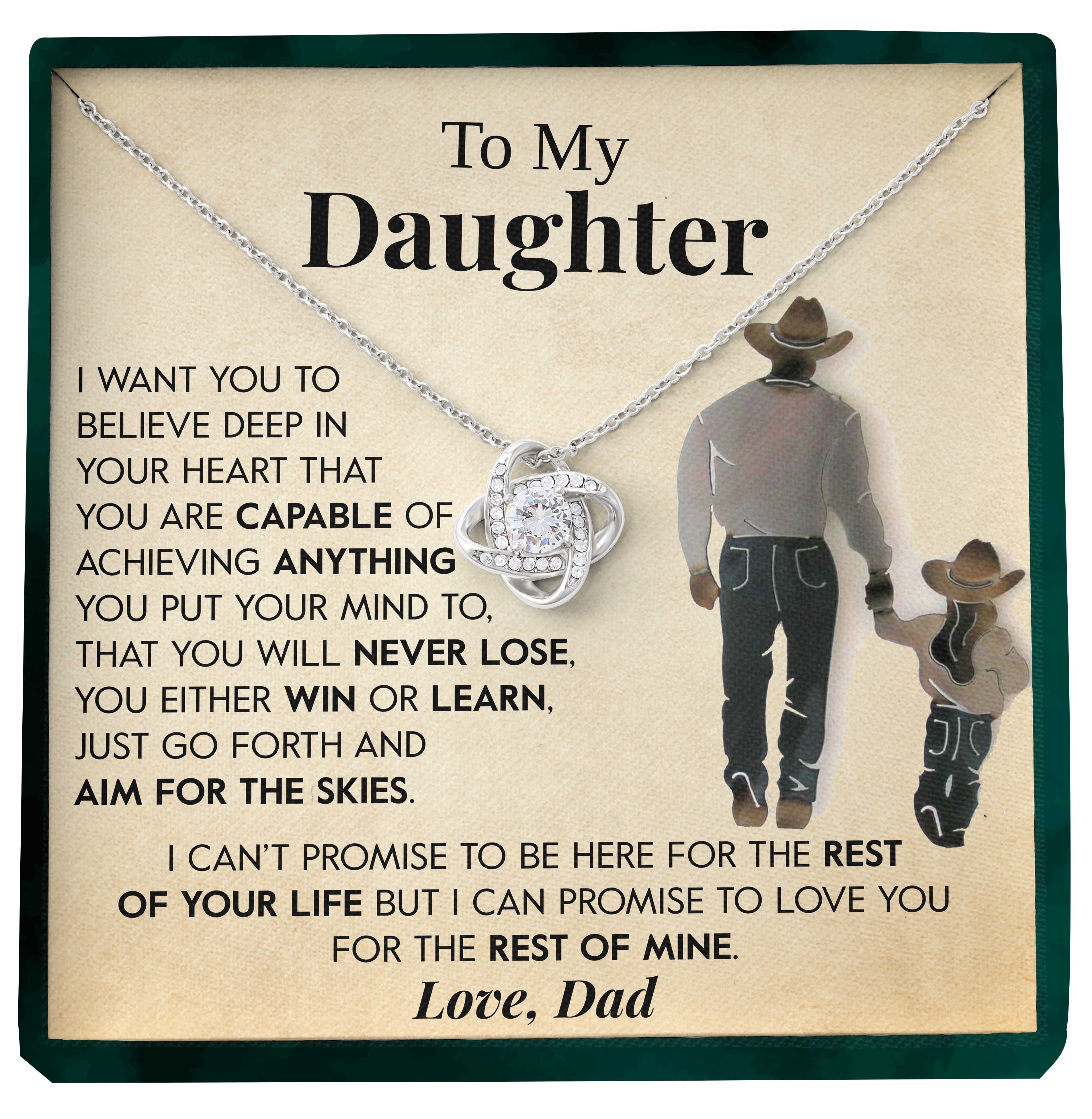 To My Daughter | "Aim For The Skies" | Love Knot Necklace