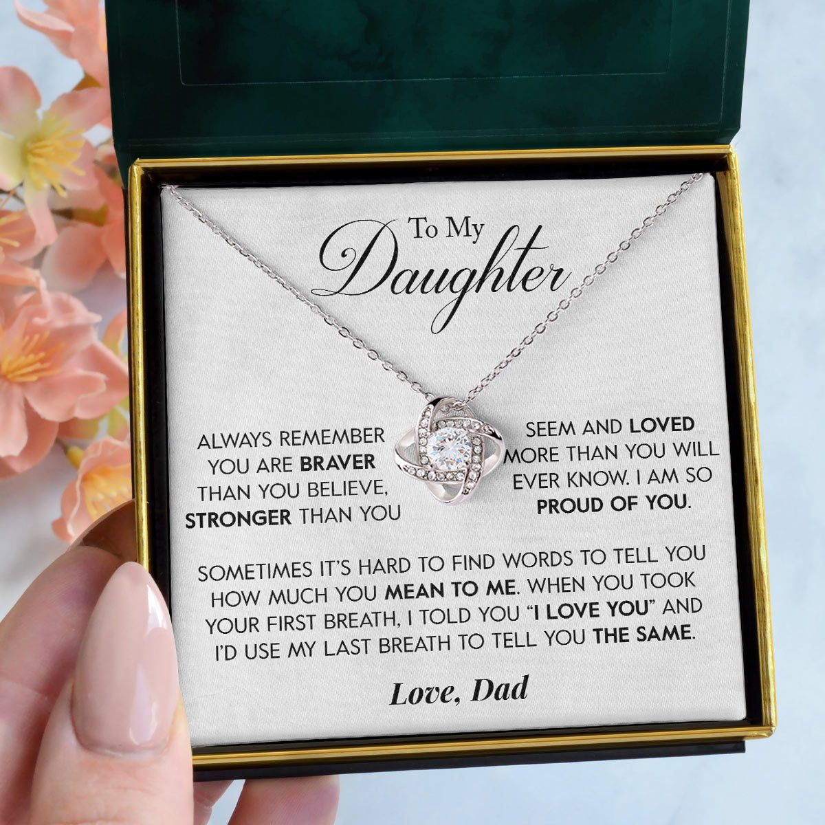 To My Daughter | "Proud of You" | Love Knot Necklace