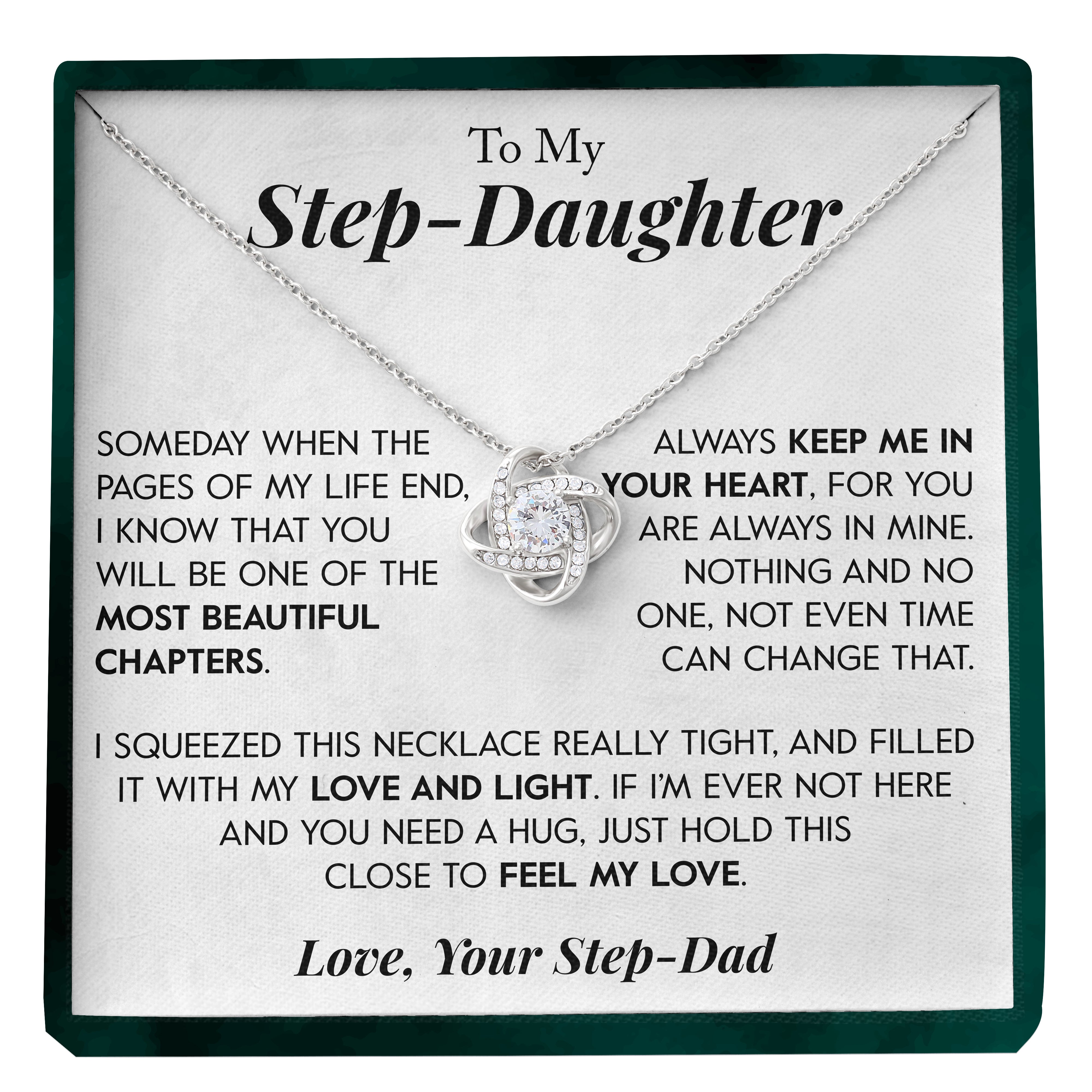 To My Step-Daughter | "Pages of my Life" | Love Knot Necklace