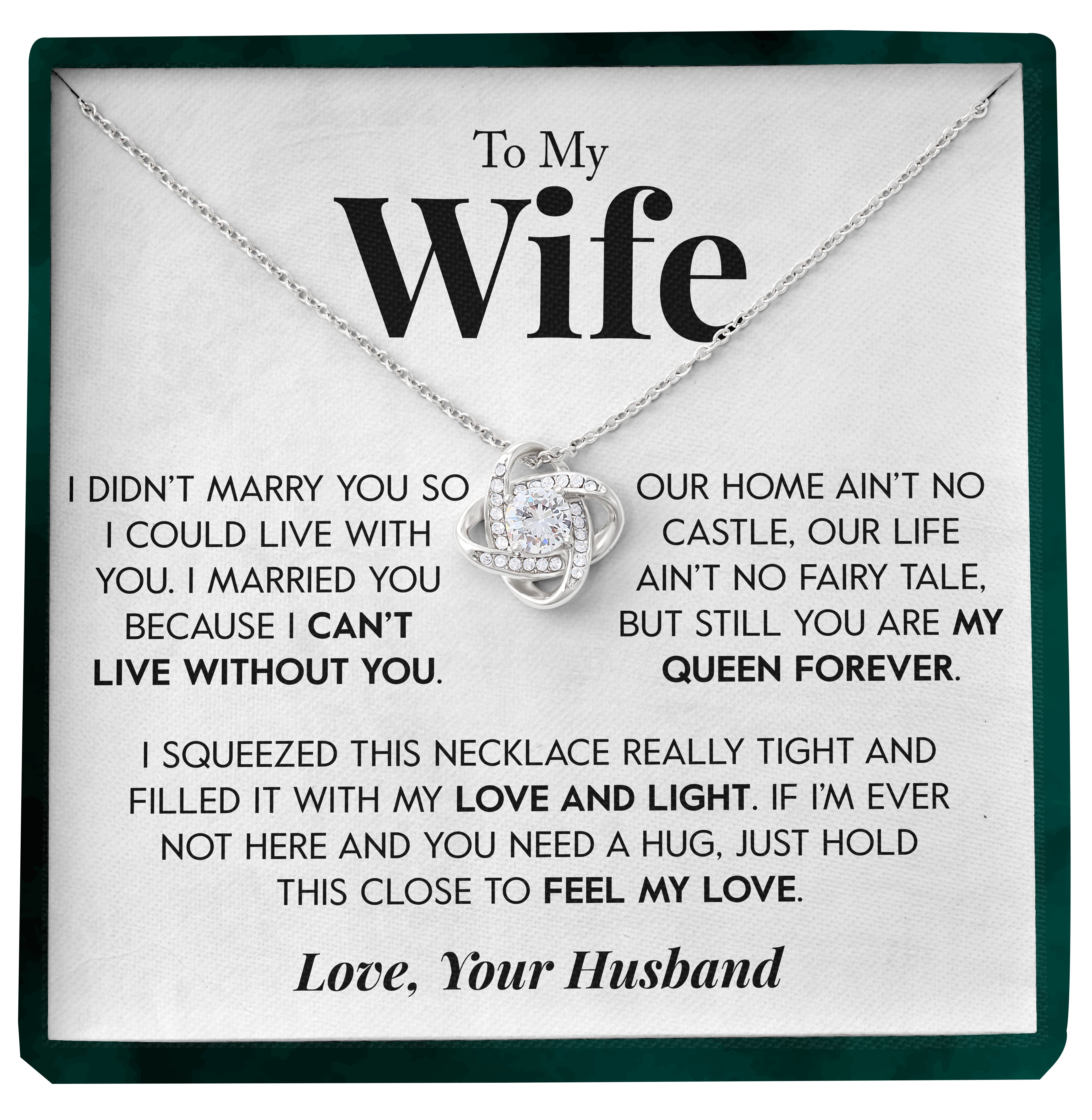To My Wife | "My Queen Forever" | Love Knot Necklace