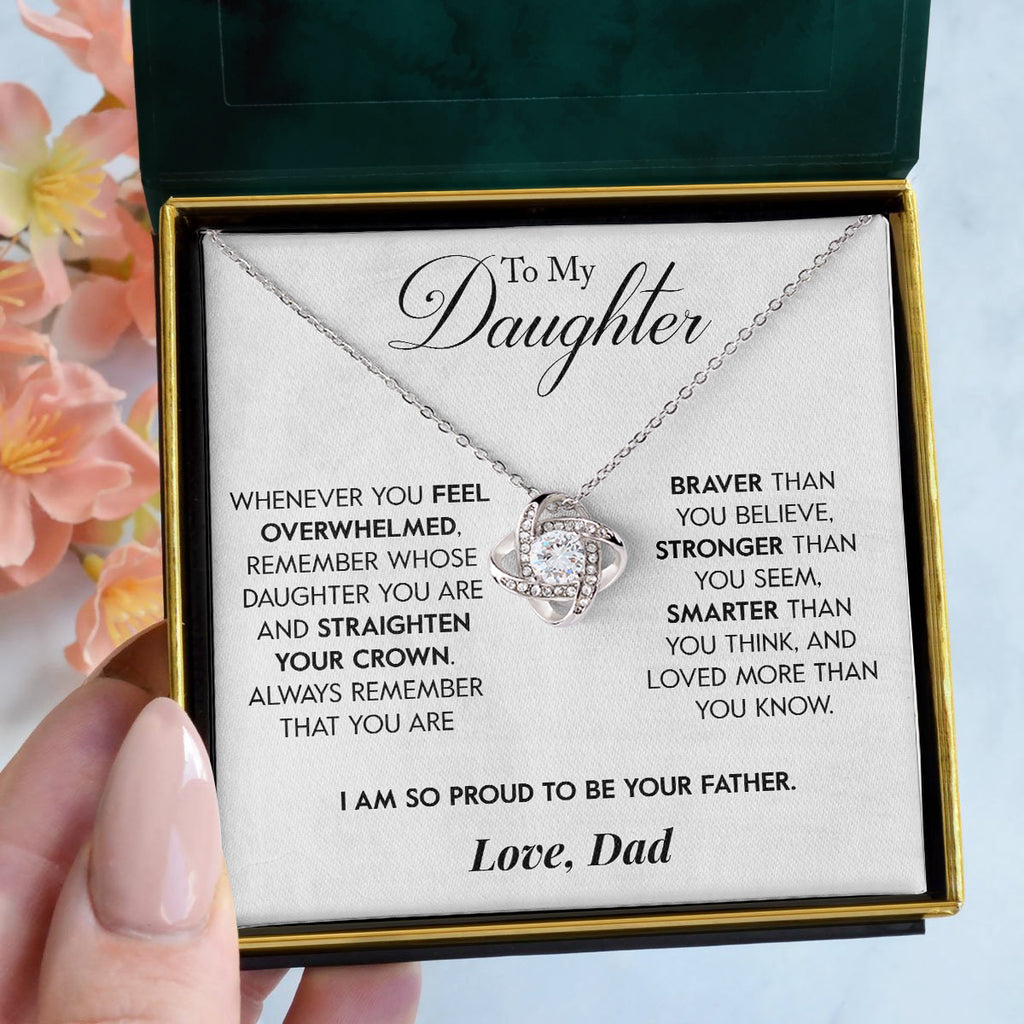 Load image into Gallery viewer, To My Daughter | &quot;Proud to be your Father&quot; | Love Knot Necklace
