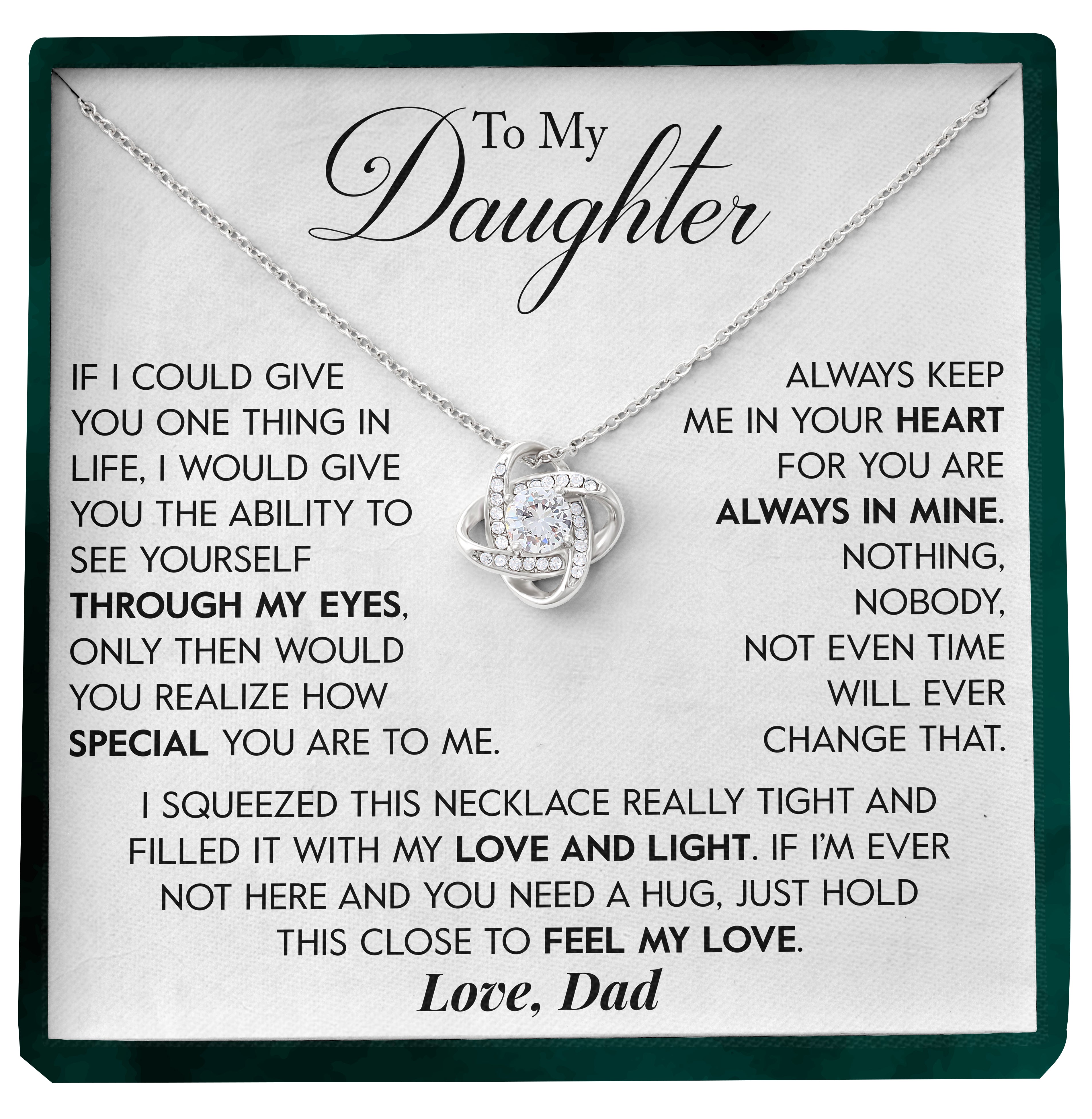 To My Daughter | "Not Even Time" | Love Knot Necklace