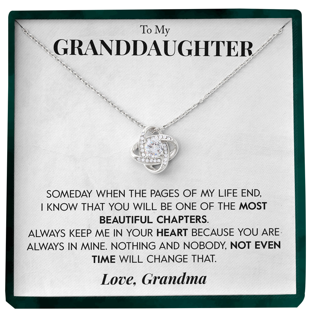 Load image into Gallery viewer, To My Granddaughter | &quot;Most Beautiful Chapters&quot; | Love Knot Necklace
