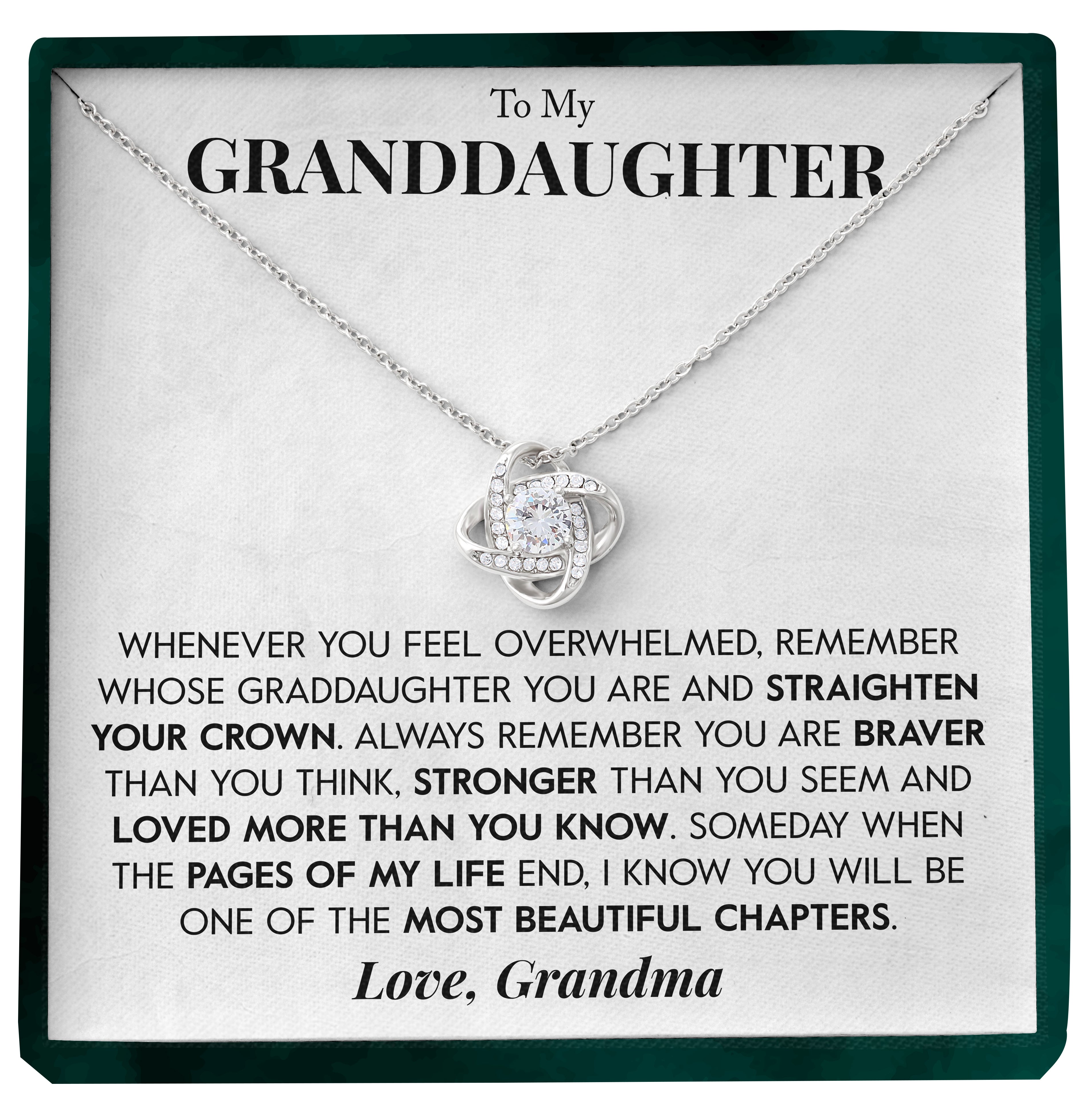 To My Granddaughter | "Loved" | Love Knot Necklace