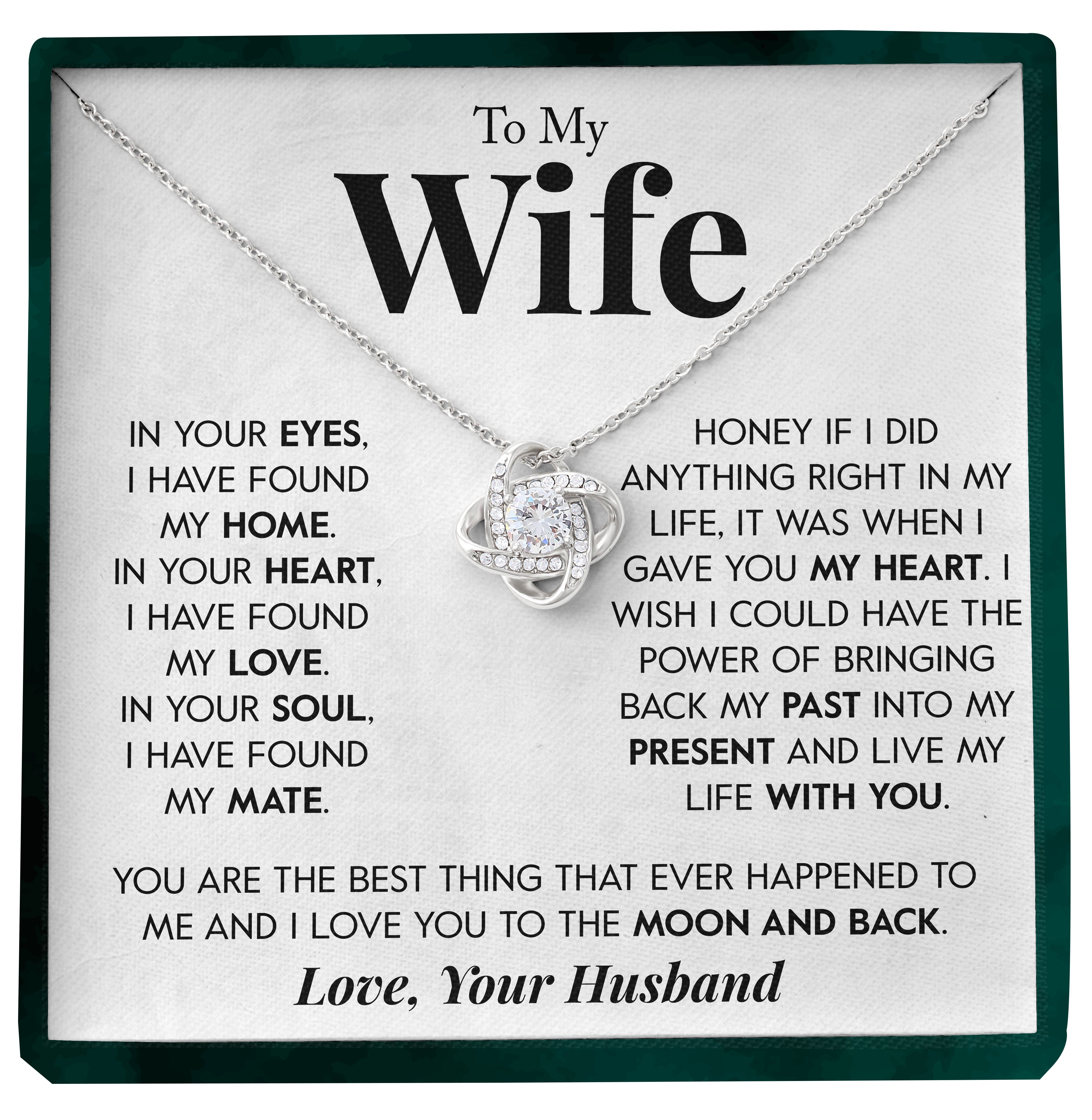 To My Wife | "Moon and Back" | Love Knot Necklace