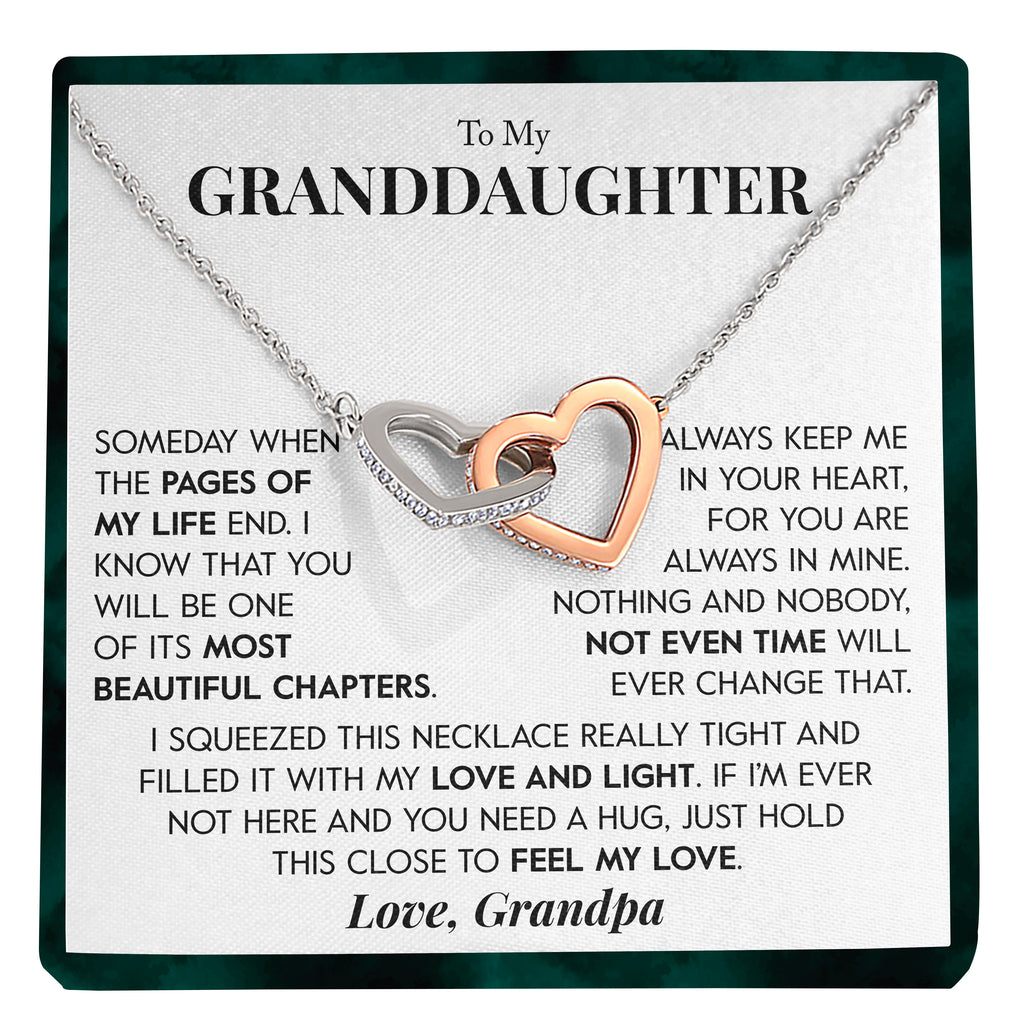 Load image into Gallery viewer, To My Granddaughter | &quot;Not Even Time&quot; | Interlocking Hearts Necklace
