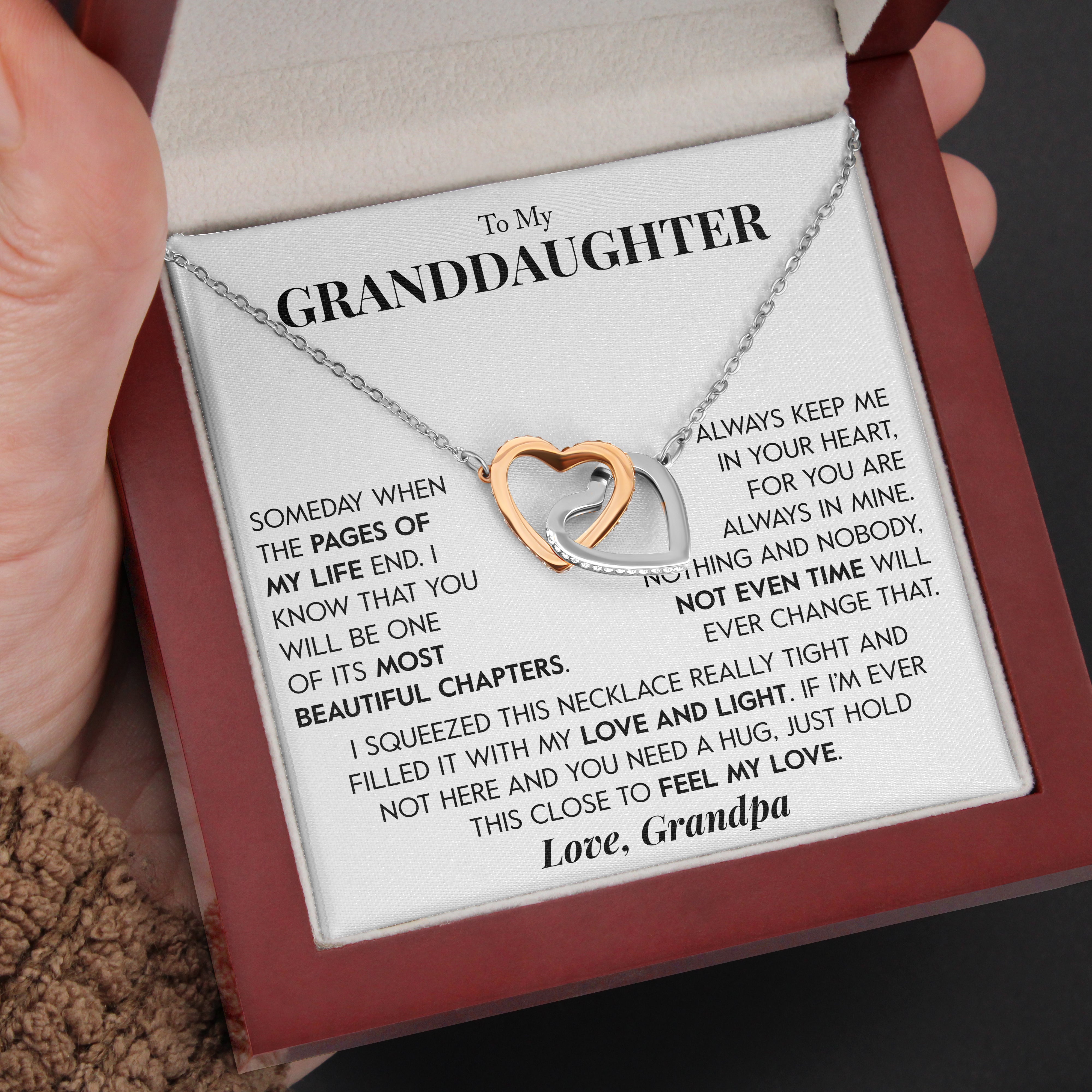 To My Granddaughter | "Not Even Time" | Interlocking Hearts Necklace