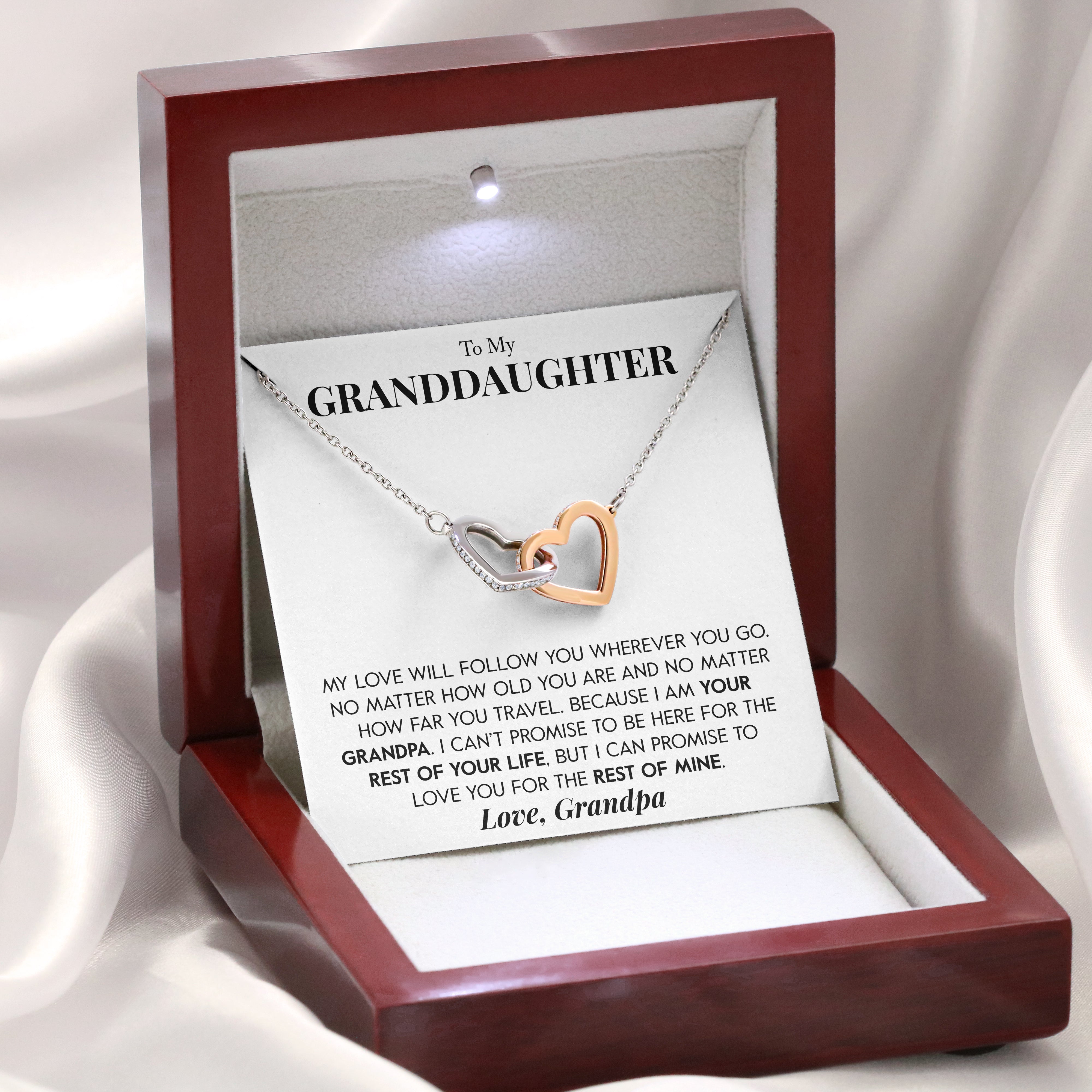 To My Granddaughter | "Your Grandpa" | Interlocking Hearts Necklace
