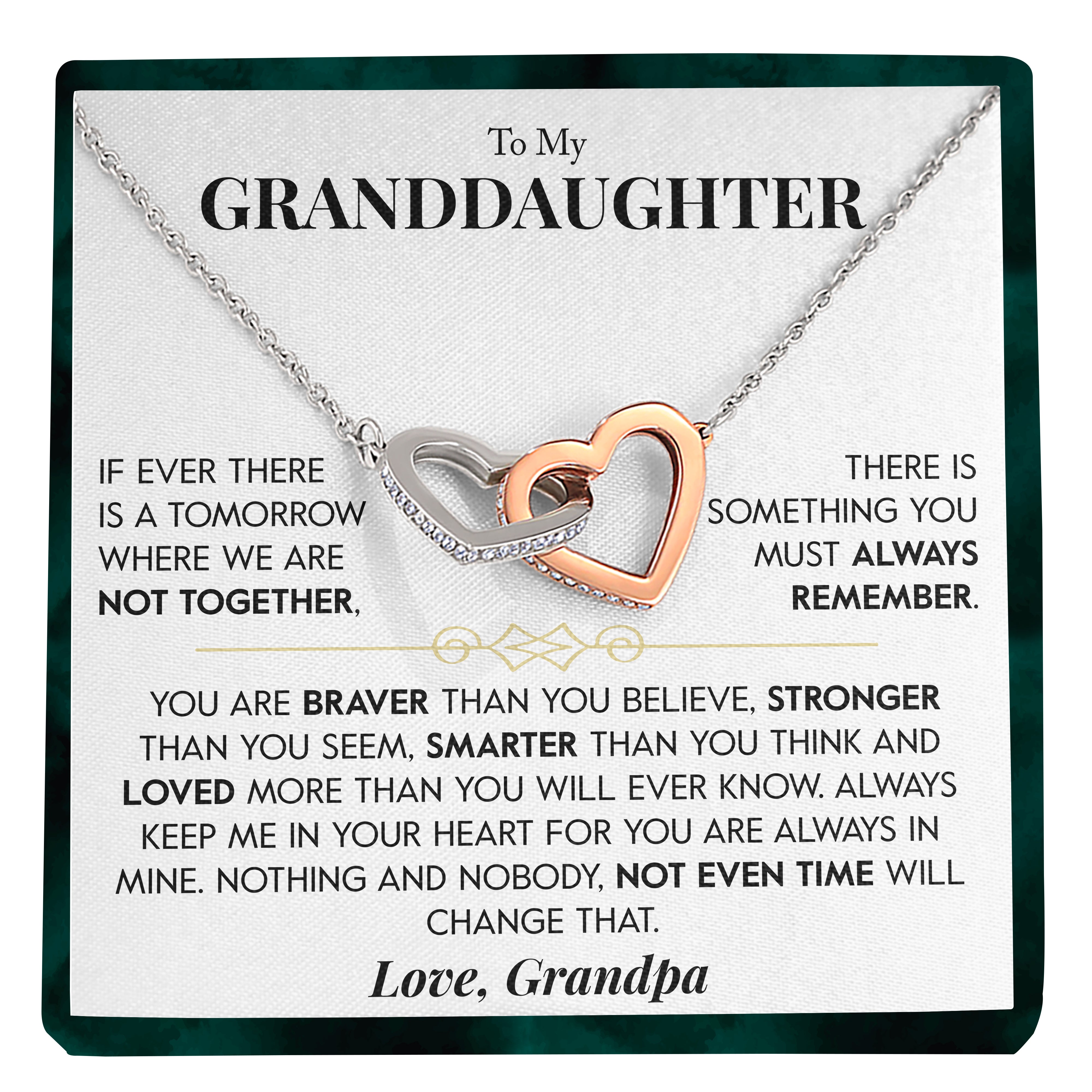 To My Granddaughter | "Always Remember" | Interlocking Hearts Necklace