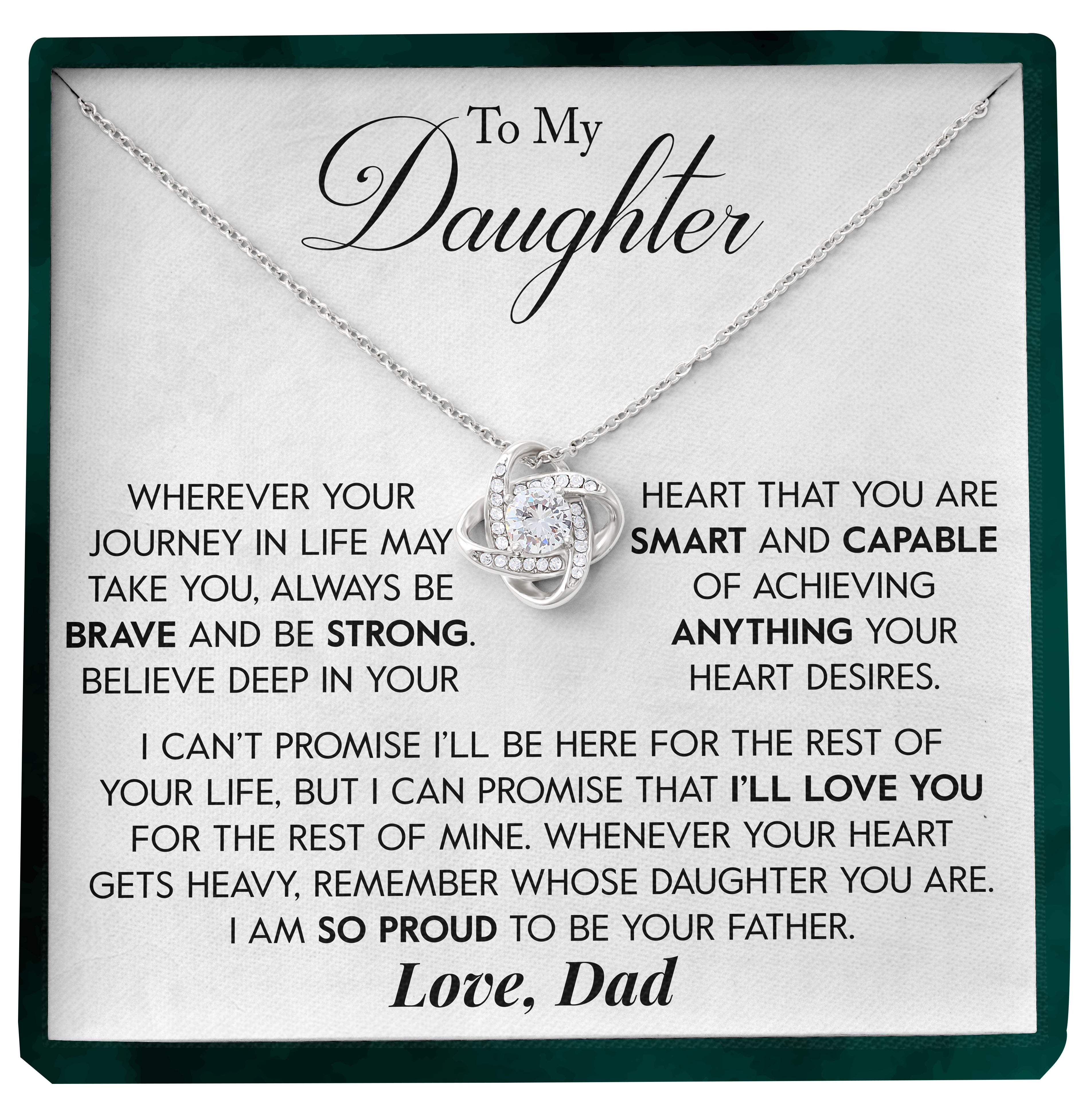 To My Daughter | "Brave and Strong" | Love Knot Necklace