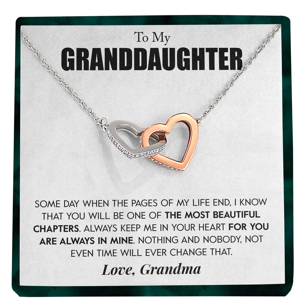 Load image into Gallery viewer, To My Granddaughter | &quot;Pages of my Life&quot; | Interlocking Hearts Necklace

